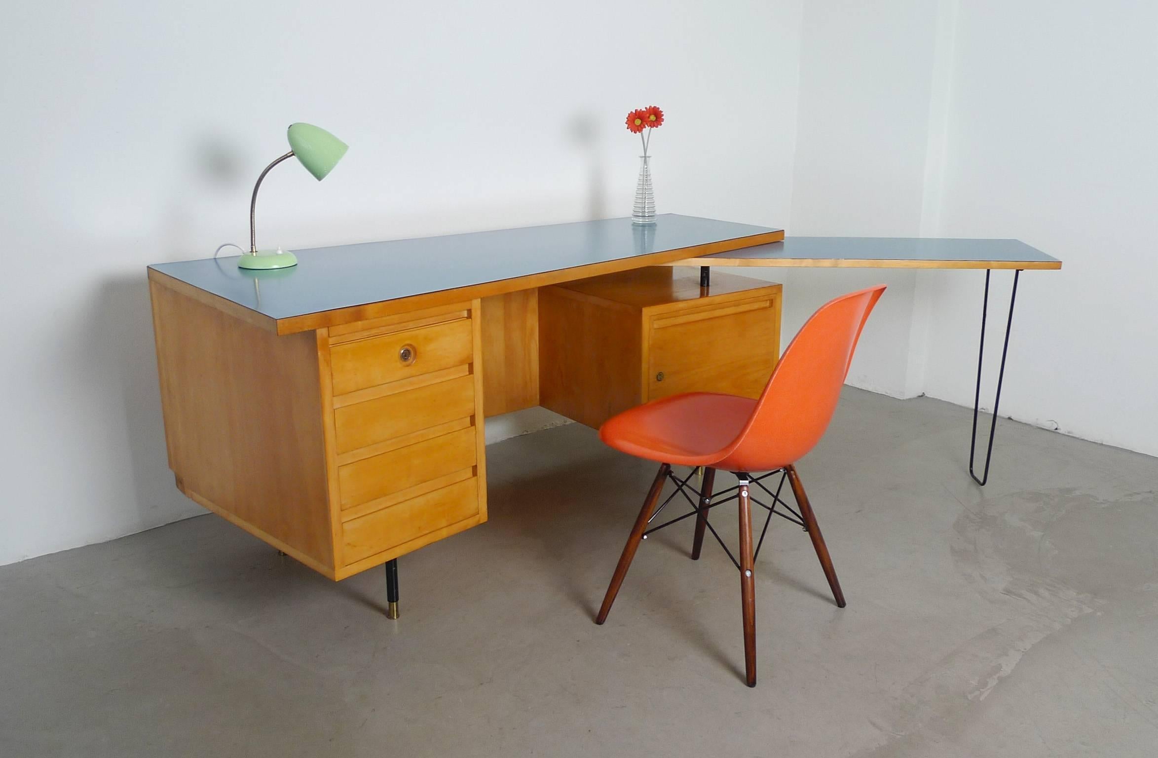 Lacquered 1950s Writing Desk with Traversable Plate from Switzerland