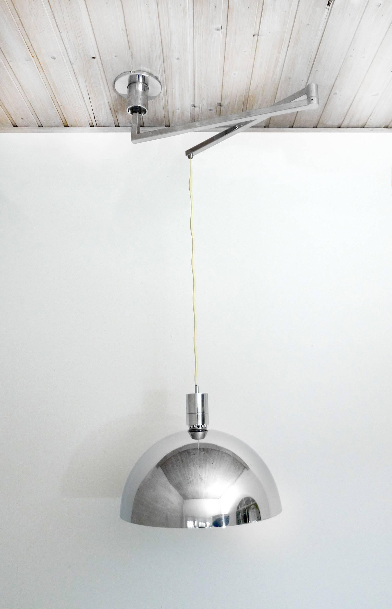 Mid-Century Modern Chromed Swing Arm Ceiling Lamp by Franco Albini for Sirrah, Italy, 1969