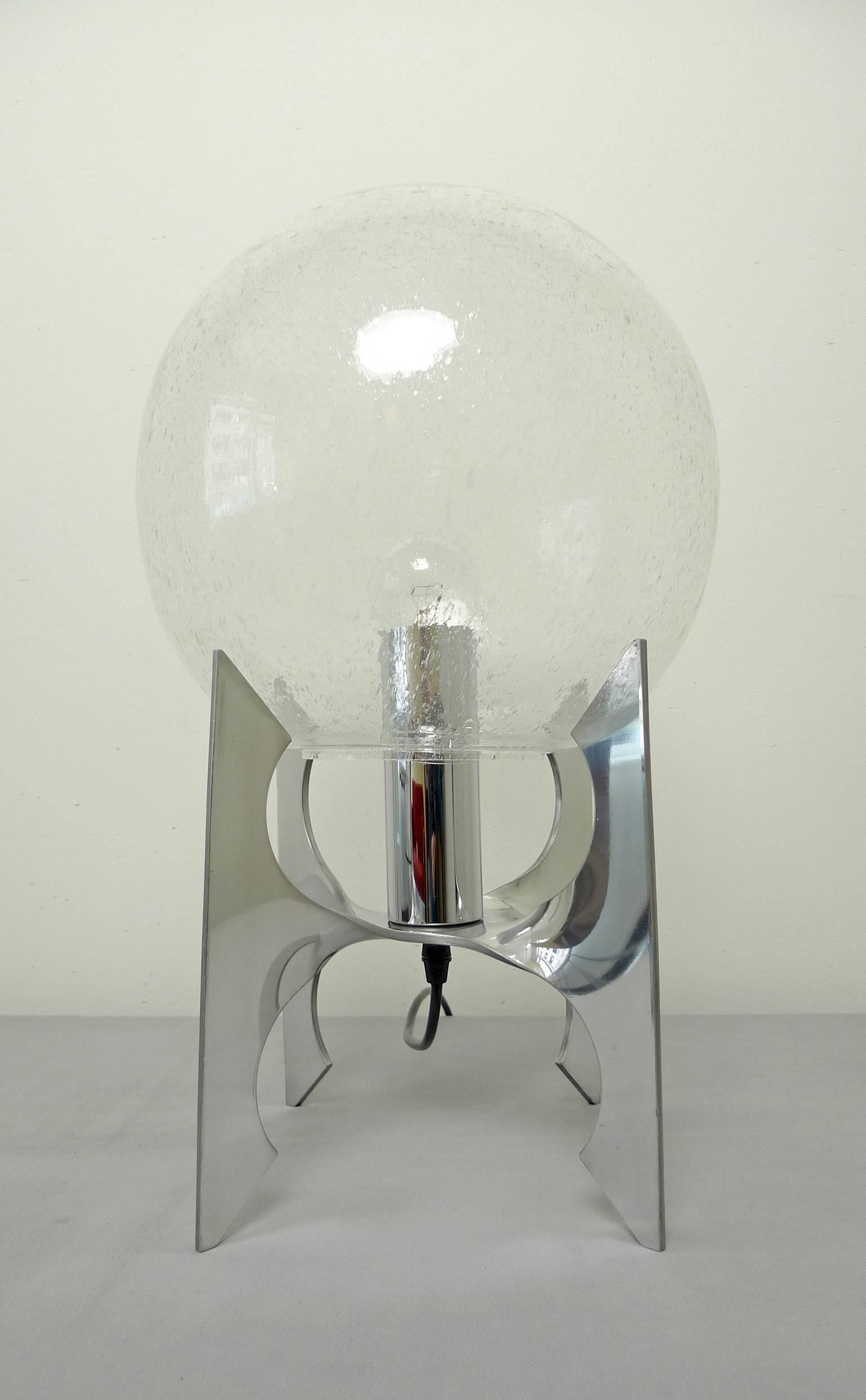 Polished Apollo Table Lamp with Glass Globe Attributed to Staff, Germany, 1970s For Sale