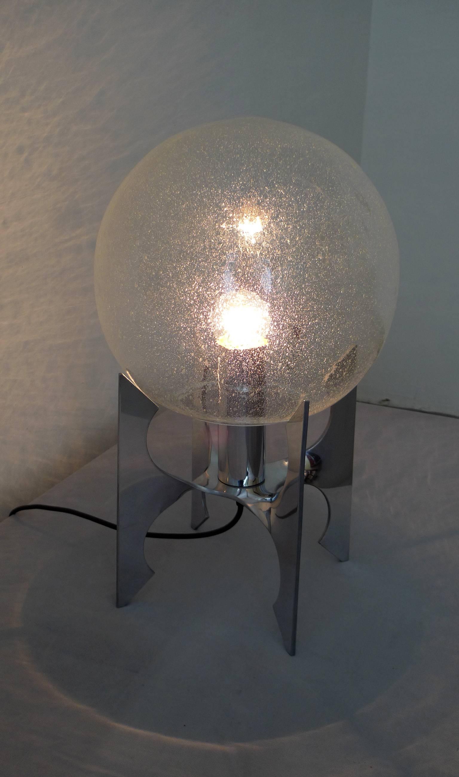 Aluminum Apollo Table Lamp with Glass Globe Attributed to Staff, Germany, 1970s For Sale