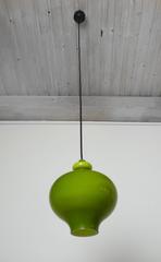 Green Pendant Lamp of Handblown Glass by Holmegaard for Staff, Germany, 1960s