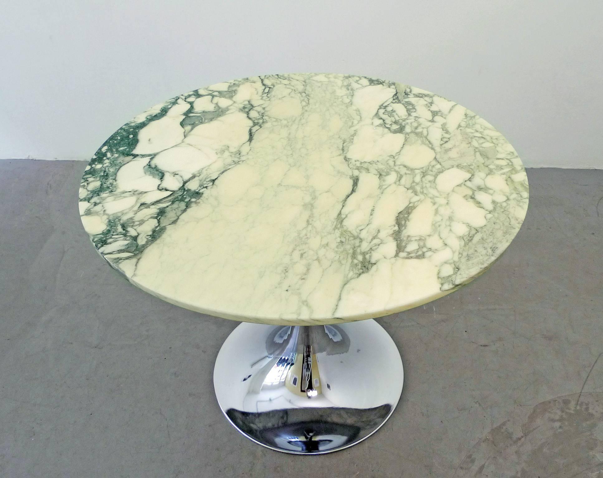 Chromed Tulip Dining Set with Green Marble Plate and Seat Shells, France, 1970s 3