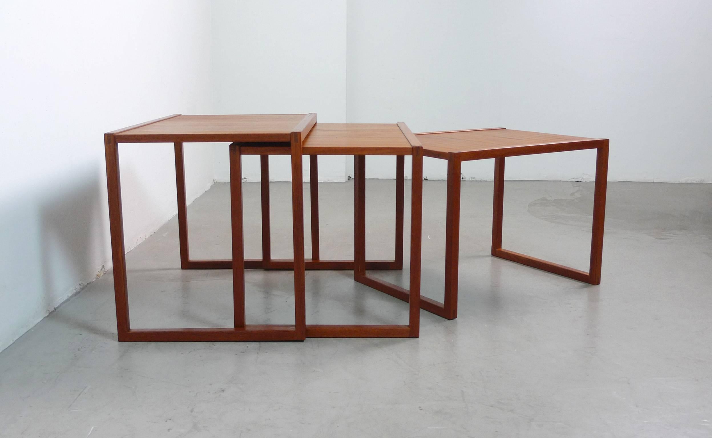 Scandinavian Modern Set of Three Teak Nesting Tables from Denmark, 1960s