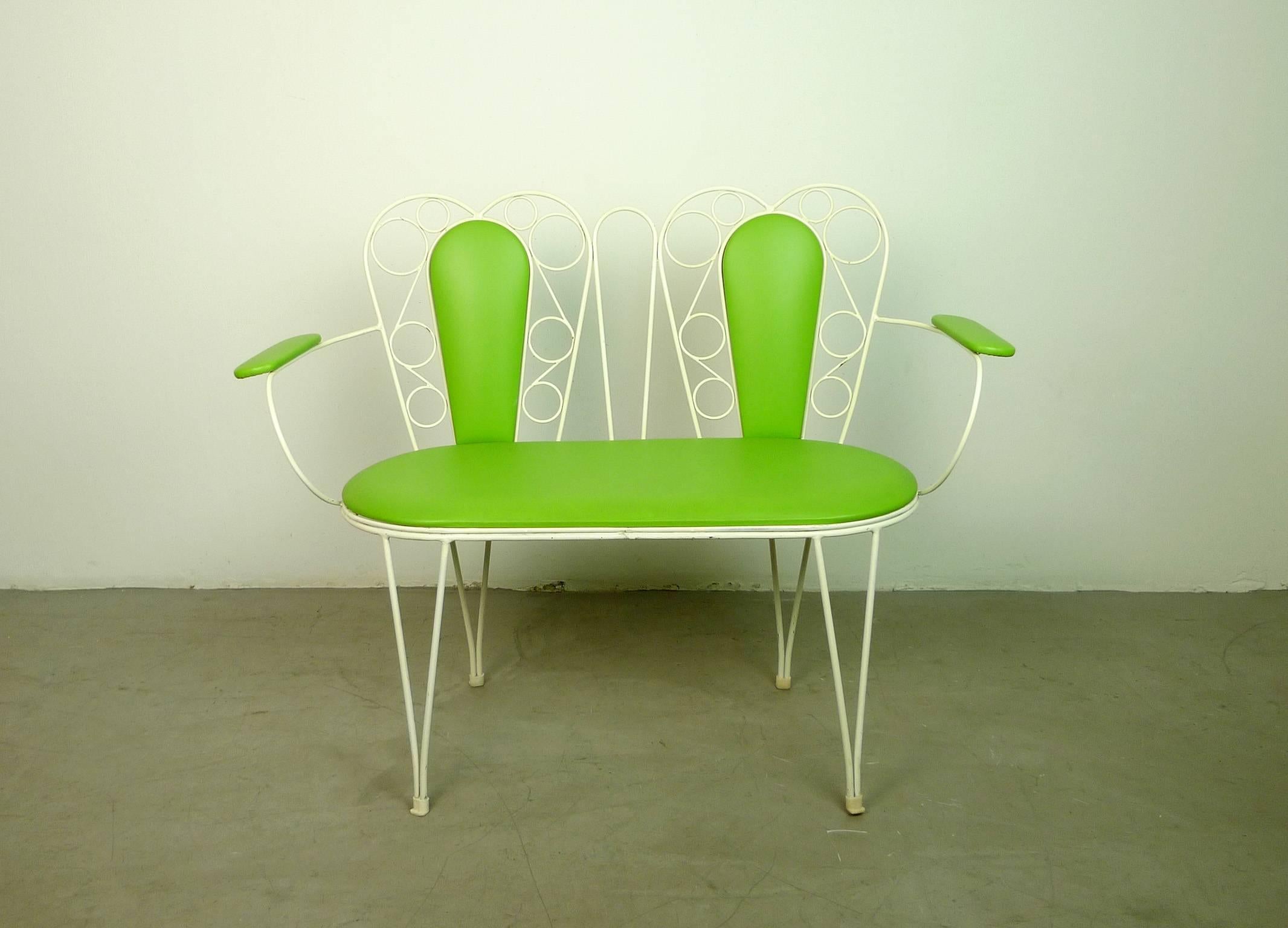 Lacquered Gorgeous 1960s Garden Set in Green and White from Eastern Germany