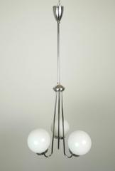 Art Déco Pendant Lamp with three Glass Globes from Zukov, Czechoslovakia, 1940s