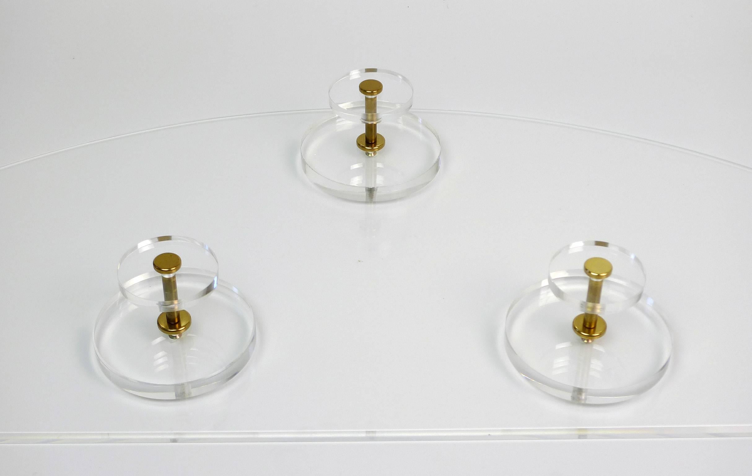 Coatrack Made of Plexiglass with Brass Hooks, Germany, 1970s For Sale 1