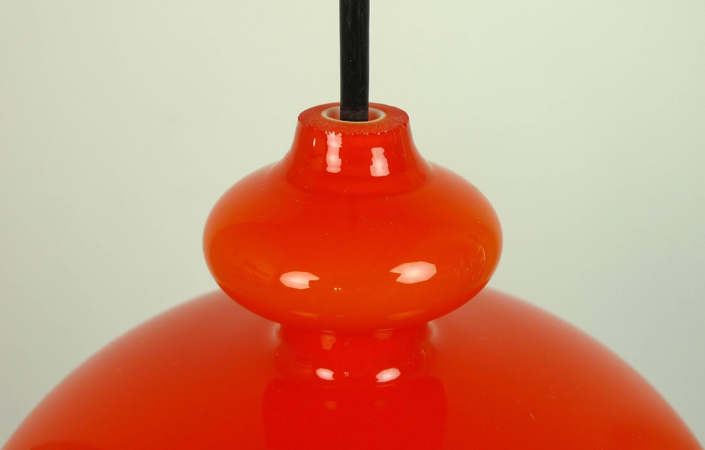 Orange Pendant Lamp of Handblown Glass by Holmegaard for Staff, Germany, 1960s For Sale 5