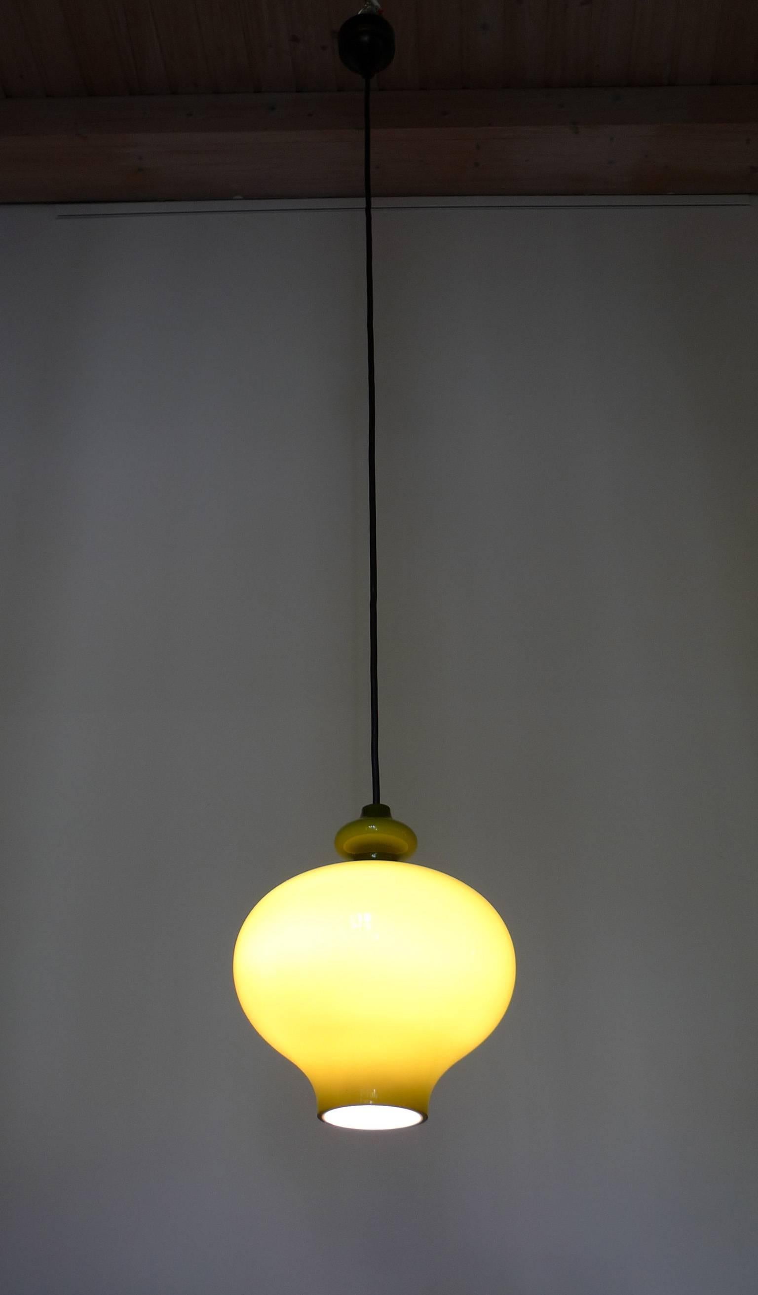 20th Century Green Pendant Lamp of Handblown Glass by Holmegaard for Staff, Germany, 1960s