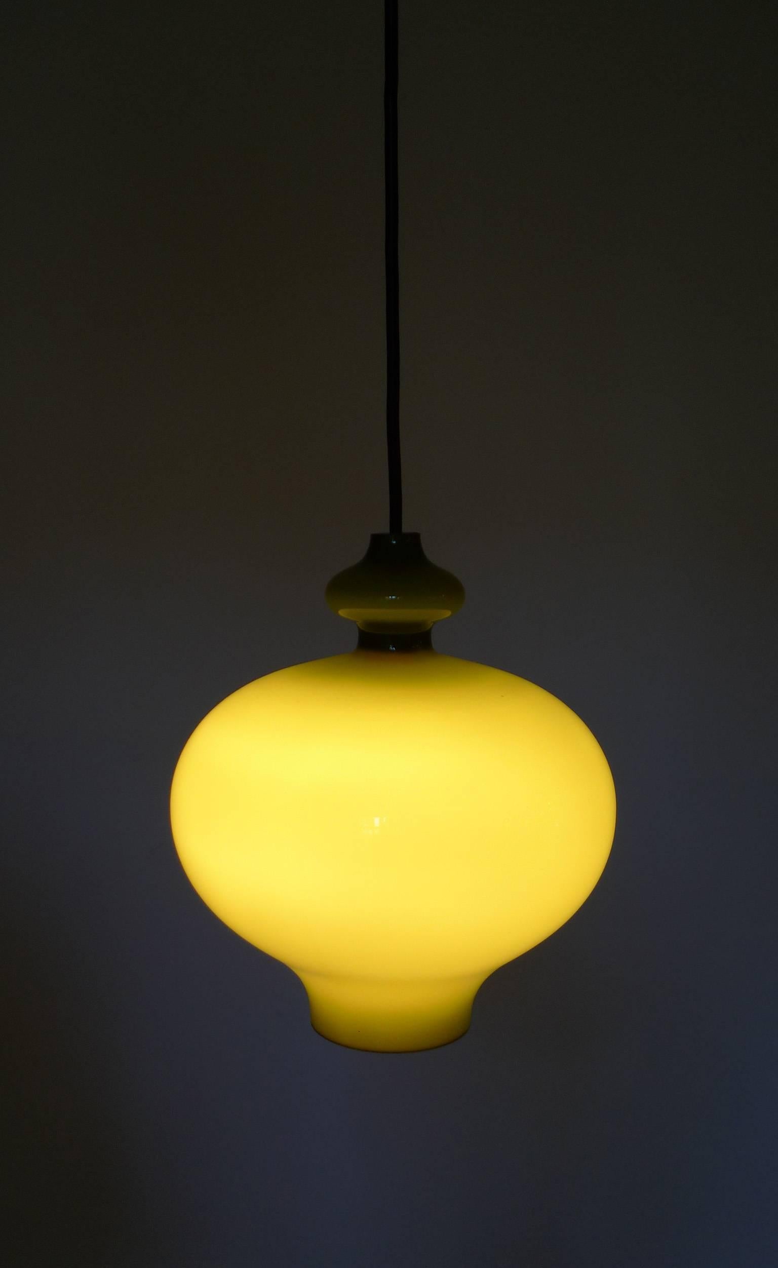Green Pendant Lamp of Handblown Glass by Holmegaard for Staff, Germany, 1960s 1
