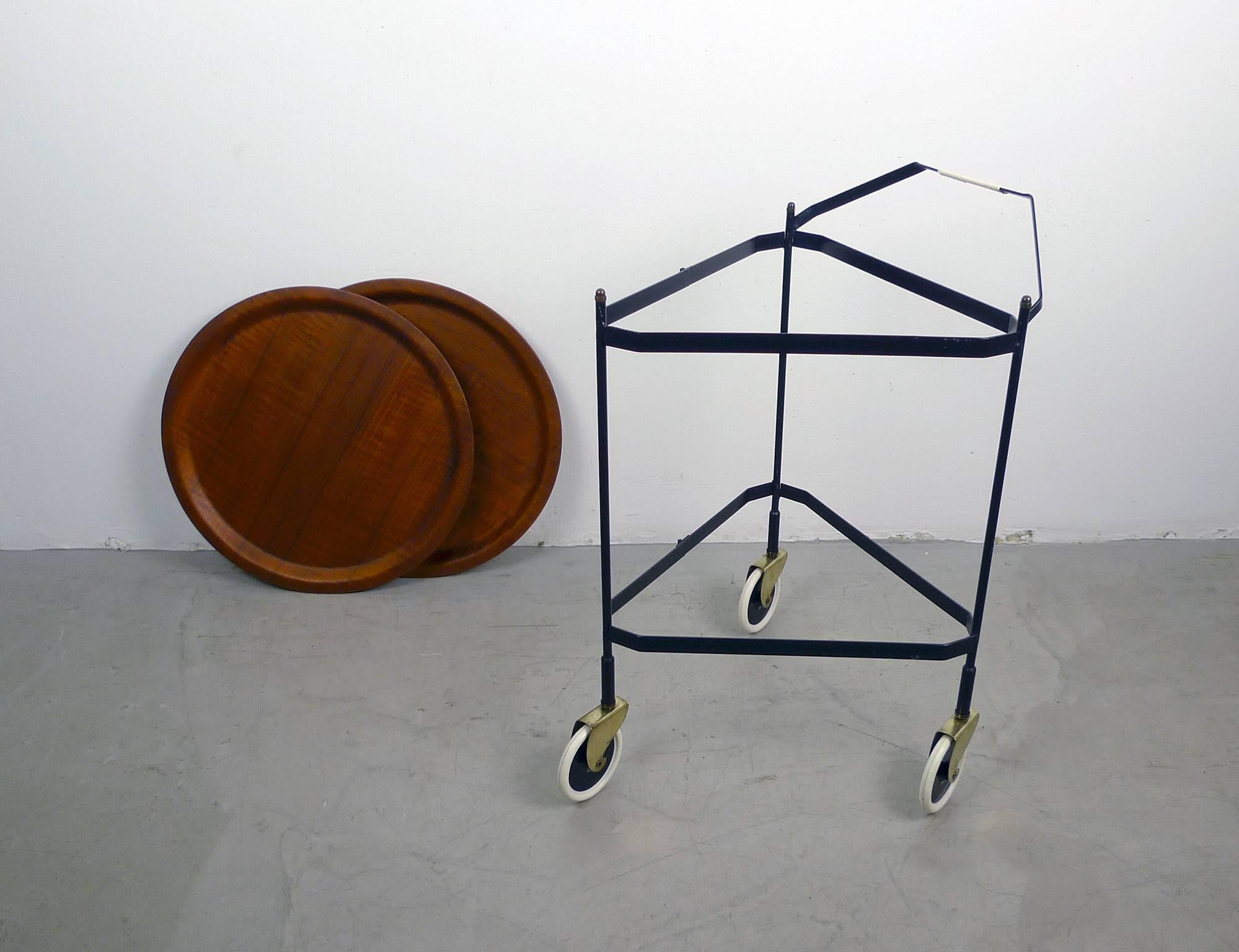 1950s Tea Trolley with Teak Trays from Denmark 1