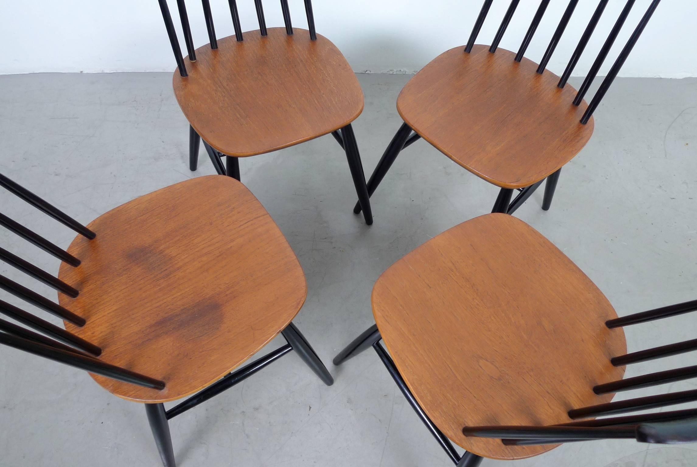 Lacquered Drop-Leaf Dining Table Set from Sweden, 1960s