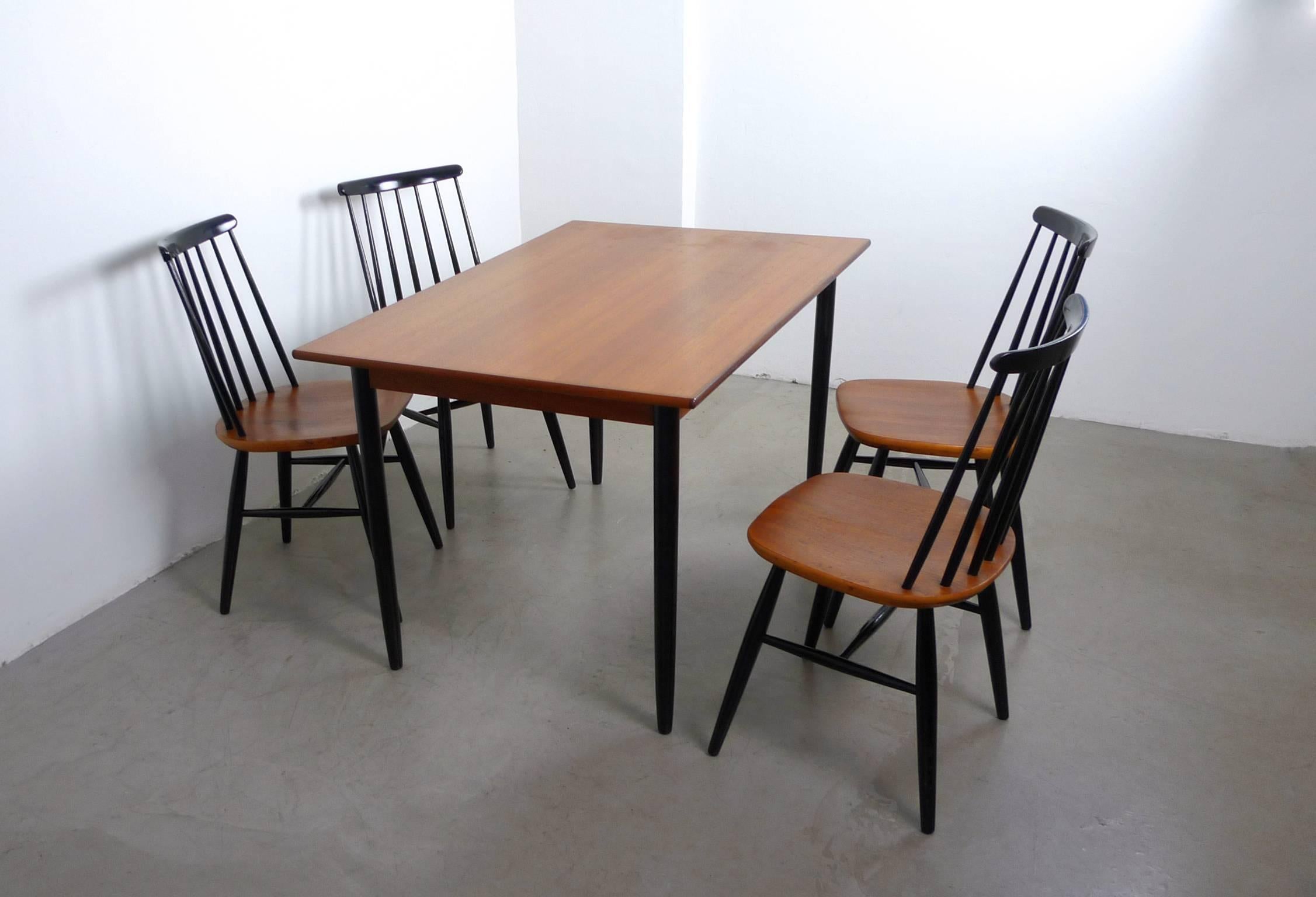 Mid-Century Modern Drop-Leaf Dining Table Set from Sweden, 1960s