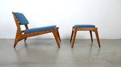 Low Lounge Chair with Ottoman from Germany, 1950s