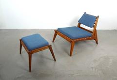 Low Lounge Chair with Ottoman from Germany, 1950s