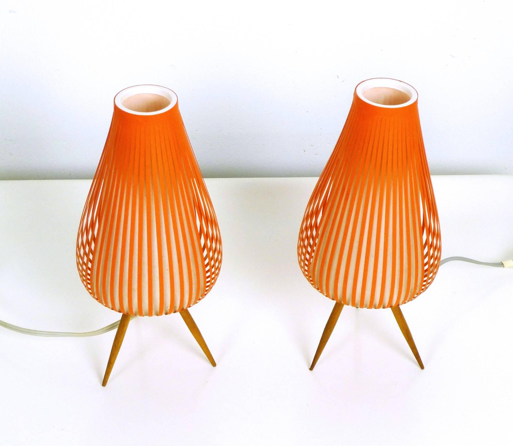 Mid-Century Modern Pair of Graceful Table Lamps for Nightstands, Germany, 1950s