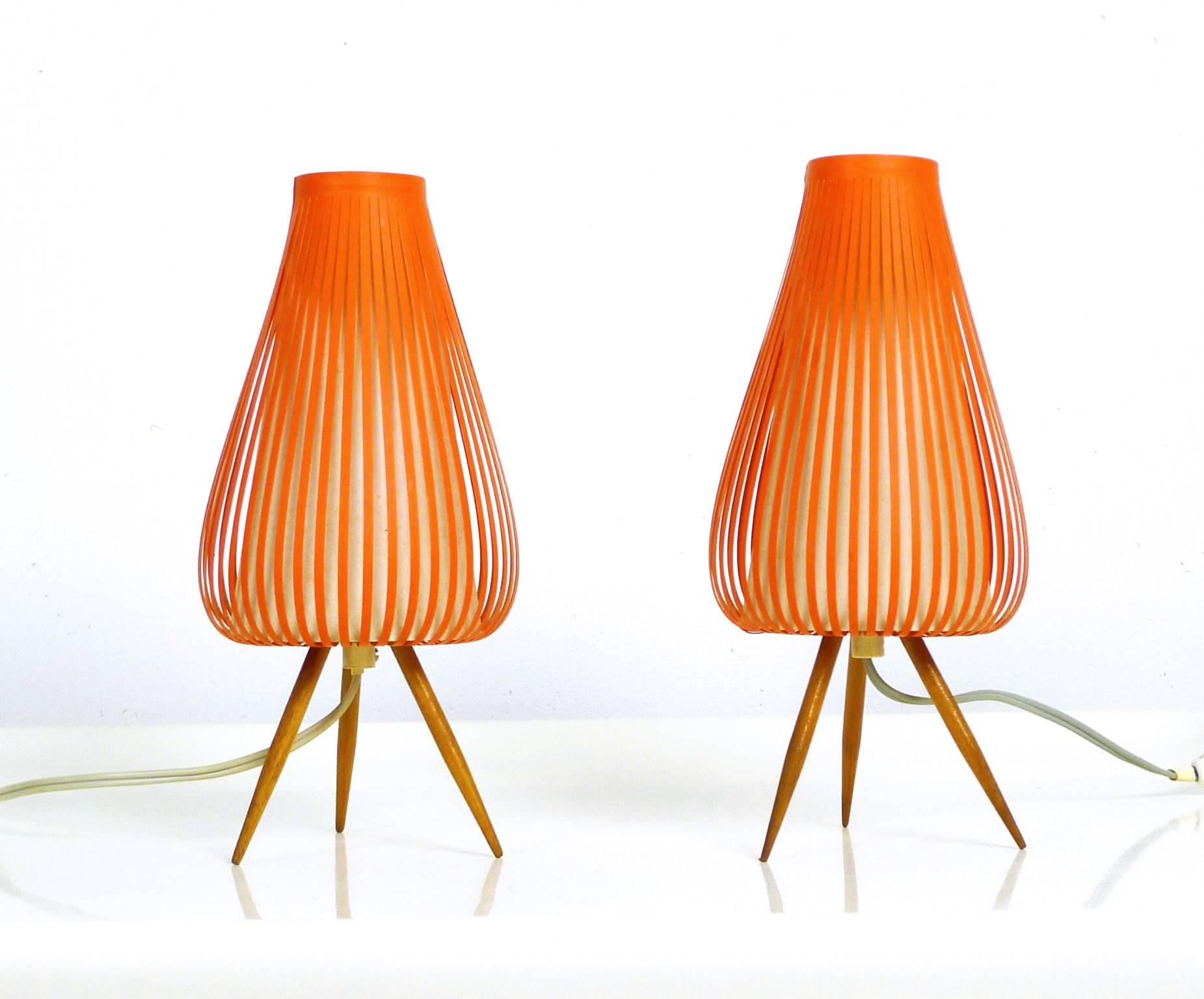 Pair of Graceful Table Lamps for Nightstands, Germany, 1950s In Good Condition In Berlin, DE