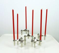 S22 Candlestick Holders with Table Candles from Fritz Nagel, Germany, 1960s