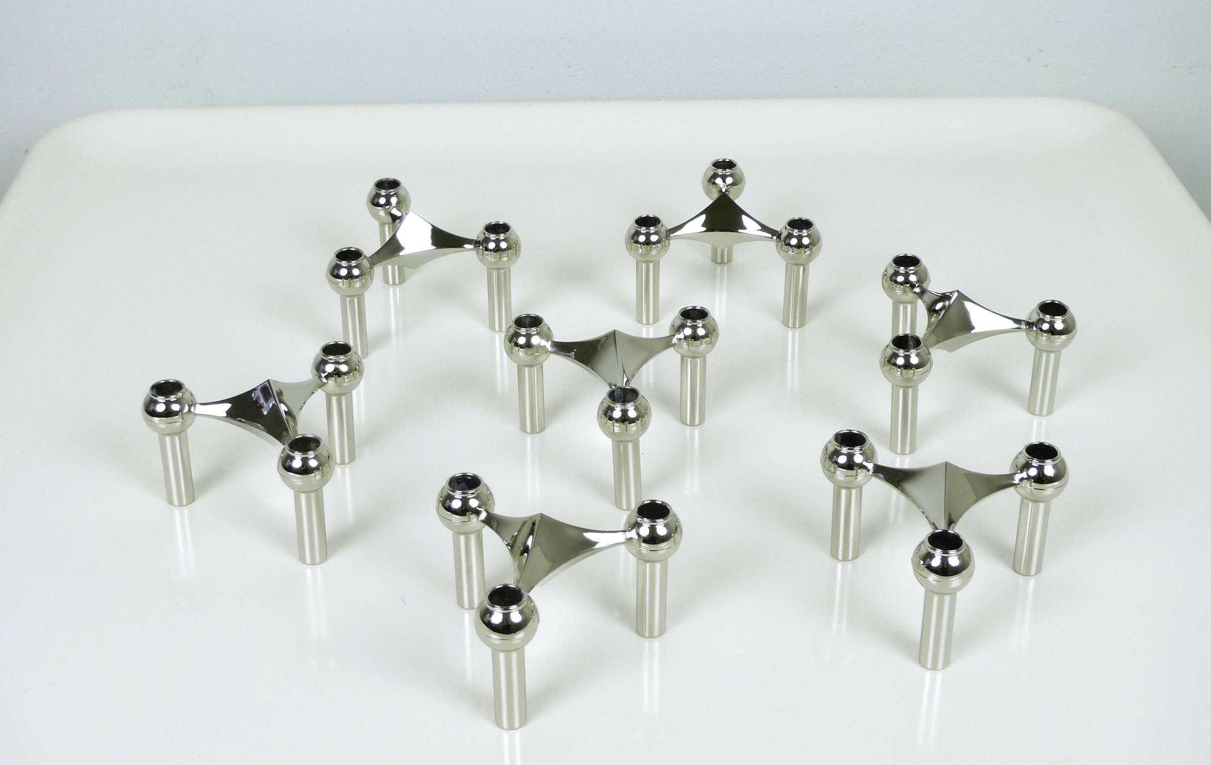 S22 Candlestick Holders with Table Candles from Fritz Nagel, Germany, 1960s In Excellent Condition For Sale In Berlin, DE