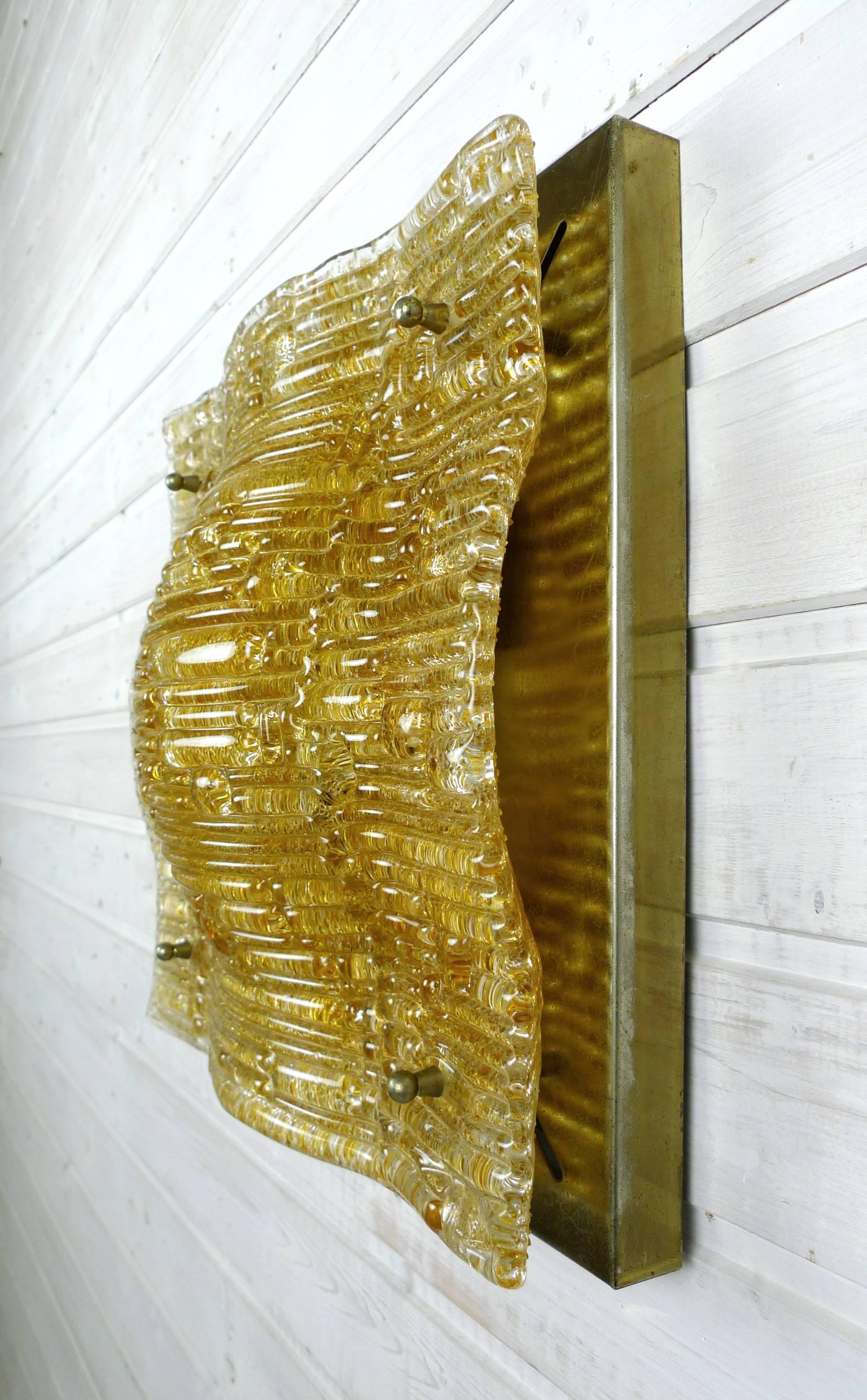 Mid-20th Century Curved Glass Sconce by Simon & Schelle for Sische, Germany, 1960s For Sale