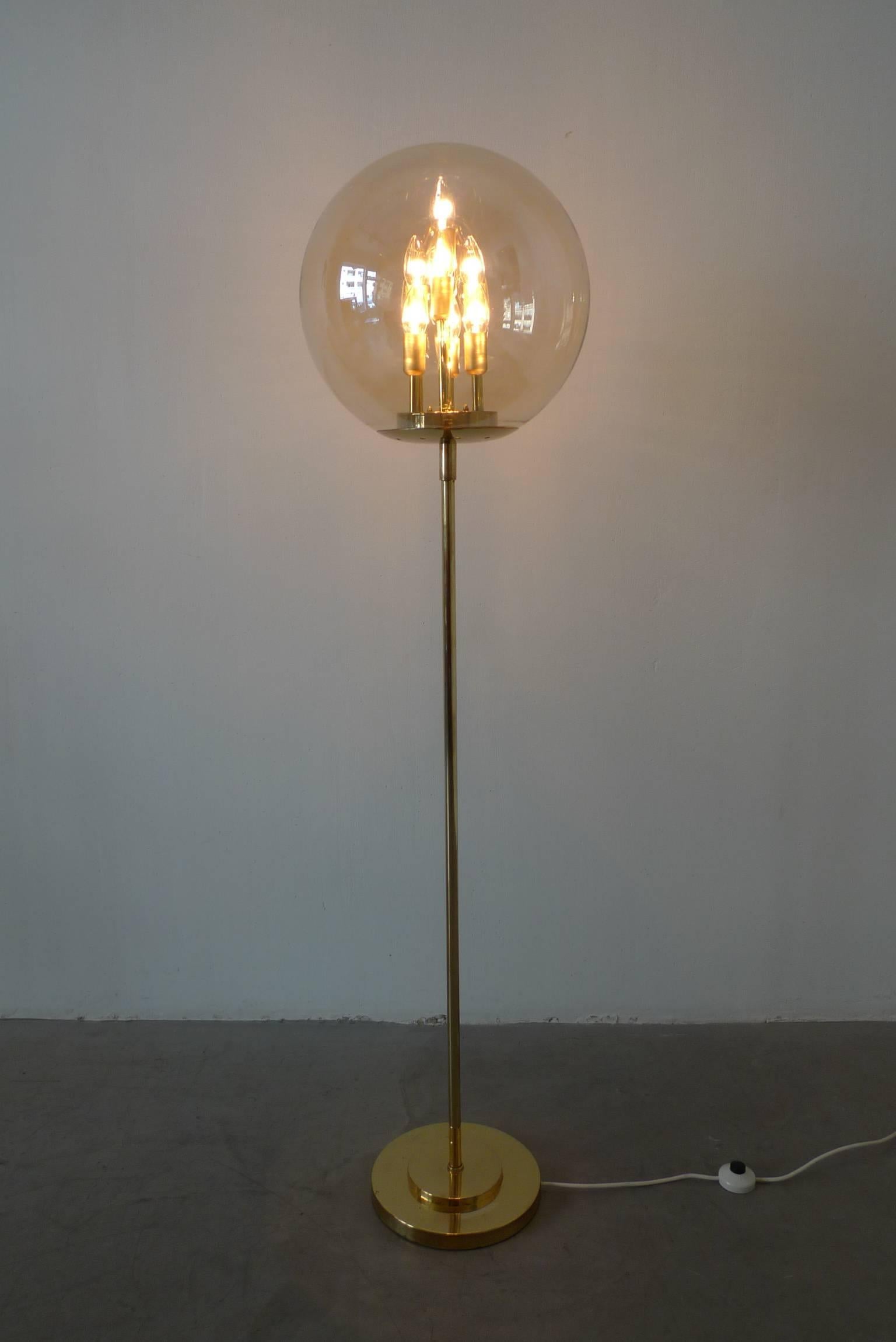 Large Brass Floor Lamp from Germany, 1970s For Sale 1
