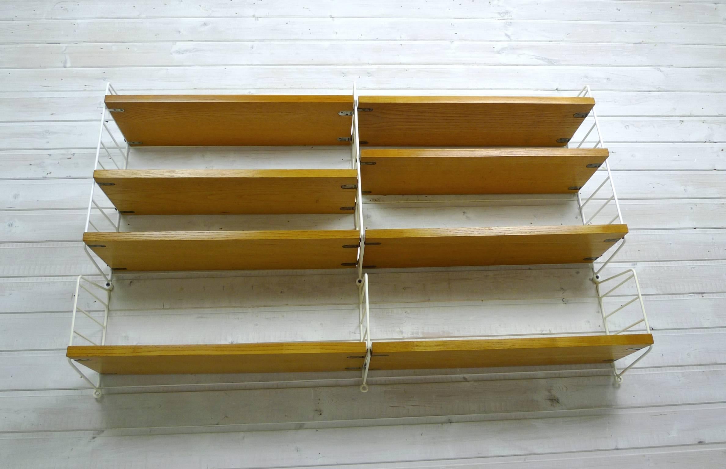 Swedish Ash Wall Shelving System by Nisse Strinning for String Design AB, Sweden, 1960s
