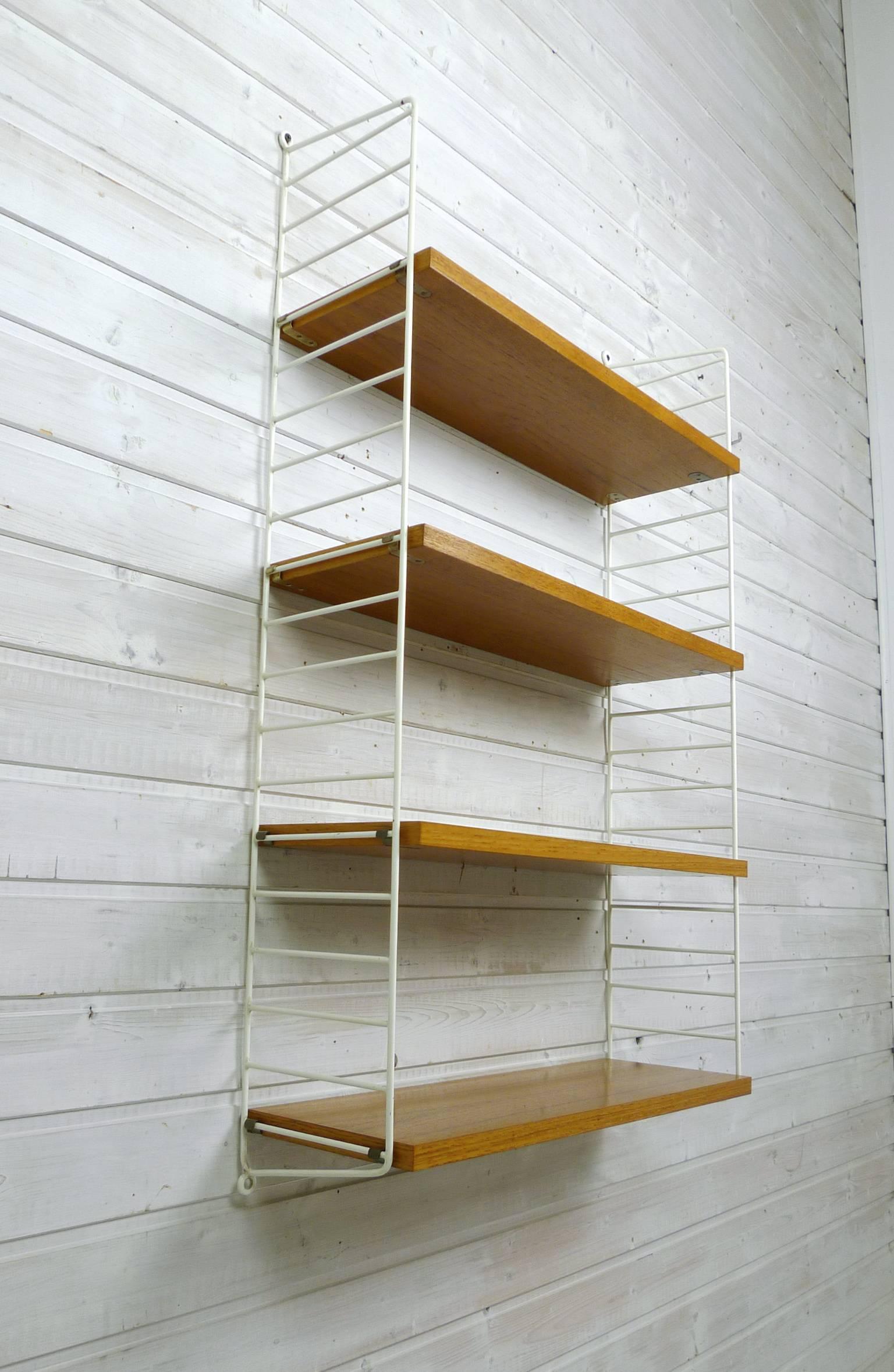 Teak Wall Shelving System by Nisse Strinning for String Design AB, Sweden, 1960s In Good Condition In Berlin, DE