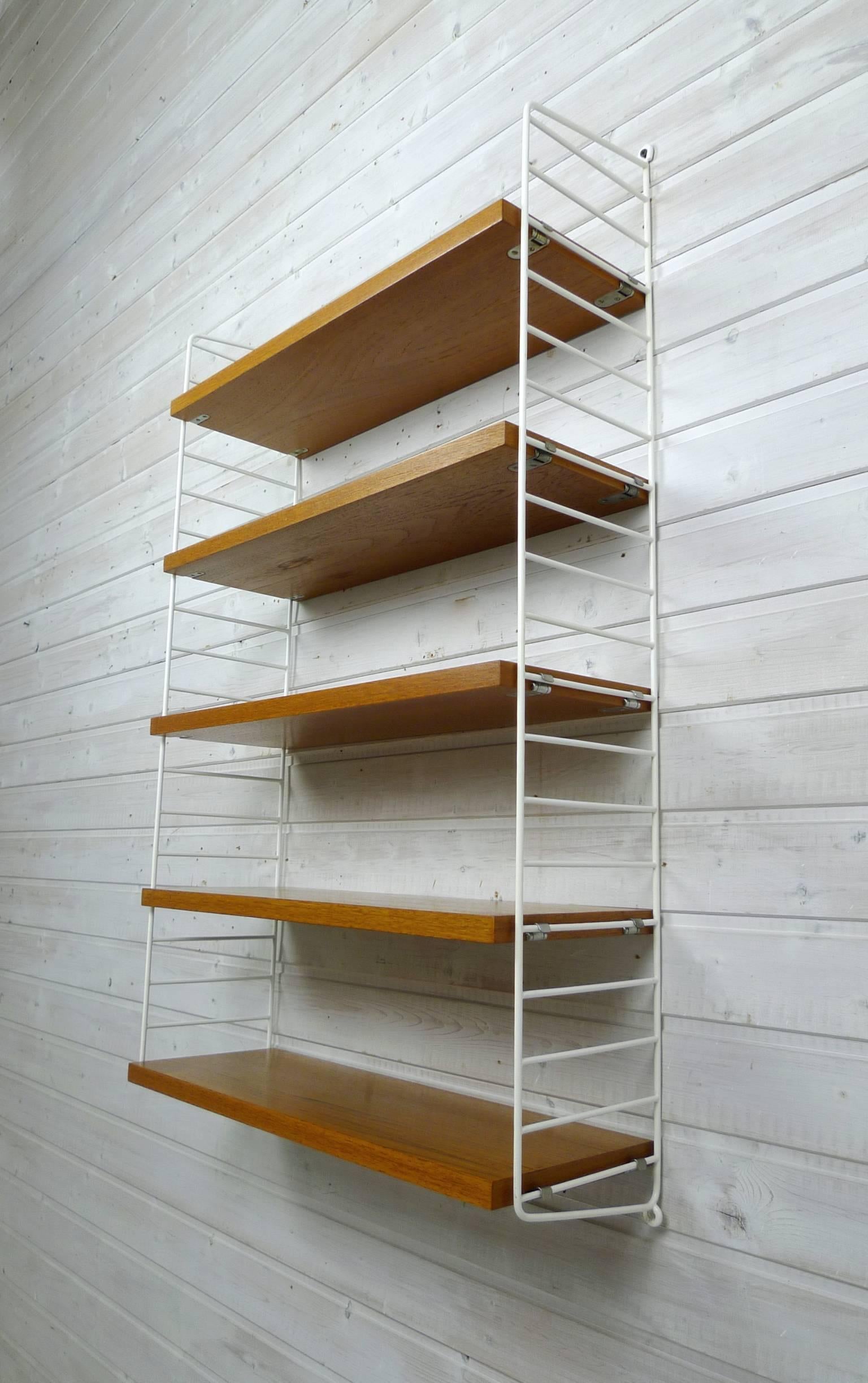 20th Century Teak Wall Shelving System by Nisse Strinning for String Design Ab, Sweden, 1960s For Sale