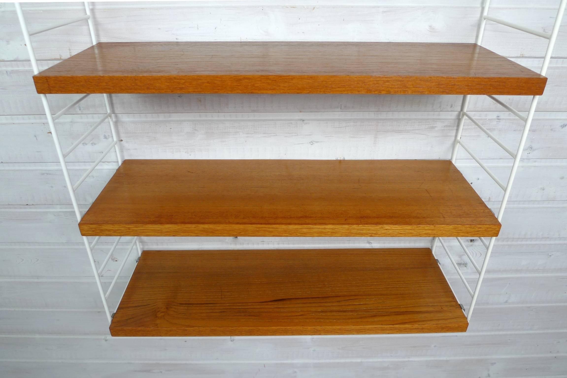 Teak Wall Shelving System by Nisse Strinning for String Design Ab, Sweden, 1960s For Sale 1