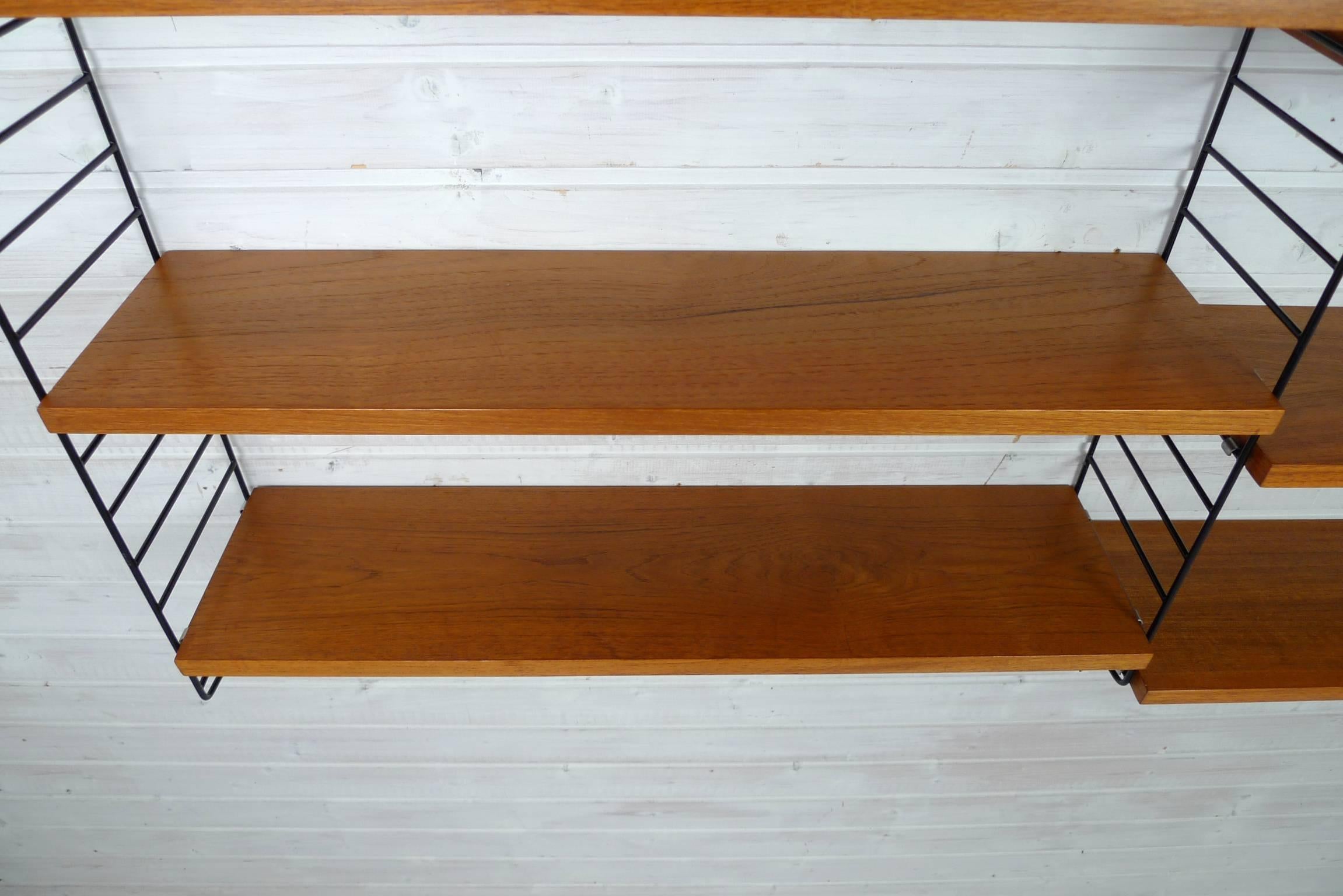 20th Century Teak Wall Shelving System by Nisse Strinning for Sting Design AB, Sweden, 1960s