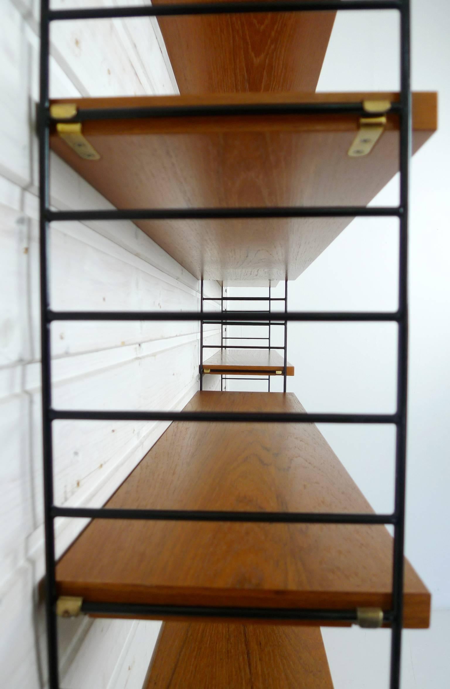 Swedish Wall Unit with Eight Teak Shelves by Nisse Strinning for String, 1950s 2