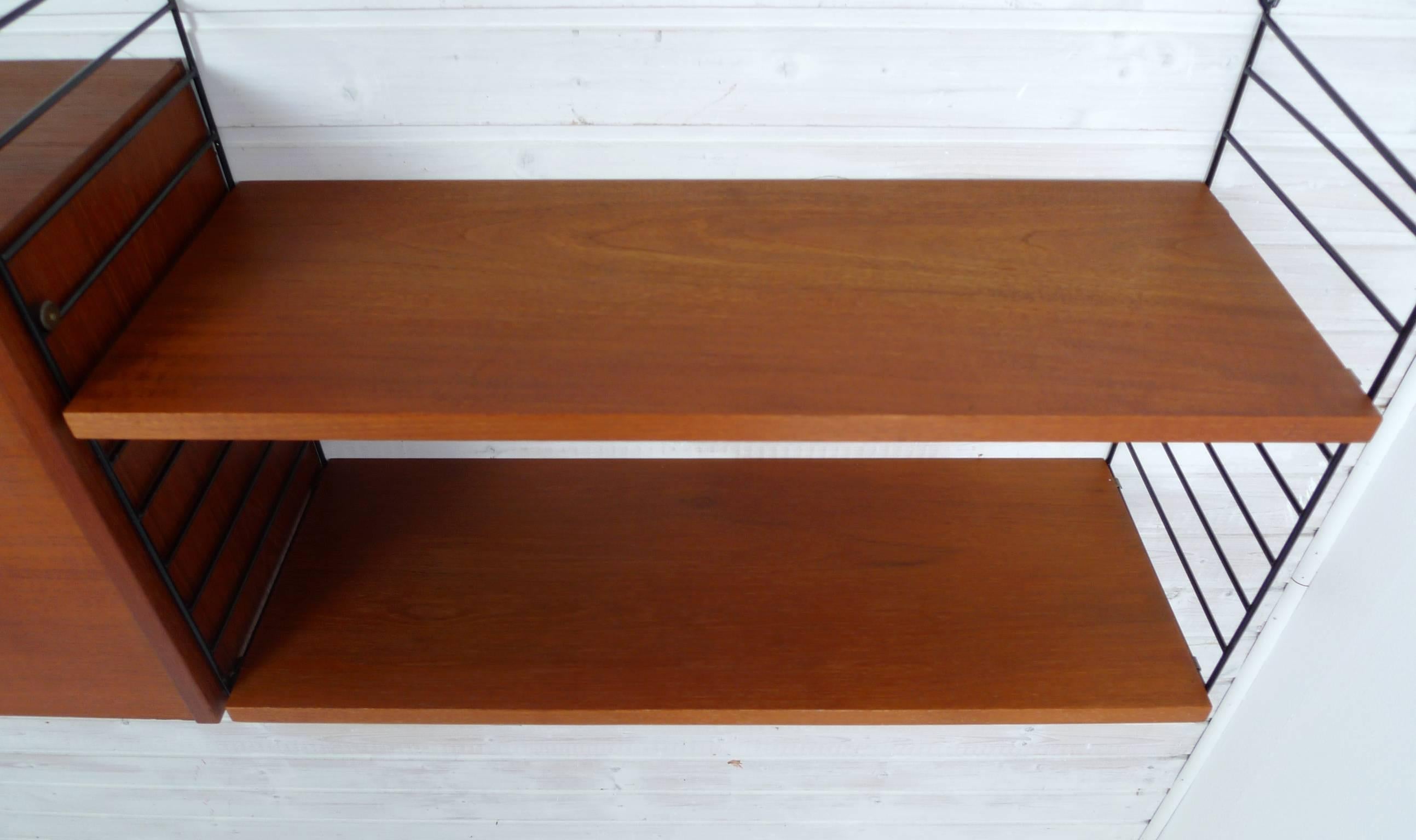 Swedish Wall Unit with Teak Box and Shelves by Nisse Strinning for String, 1950s For Sale 3