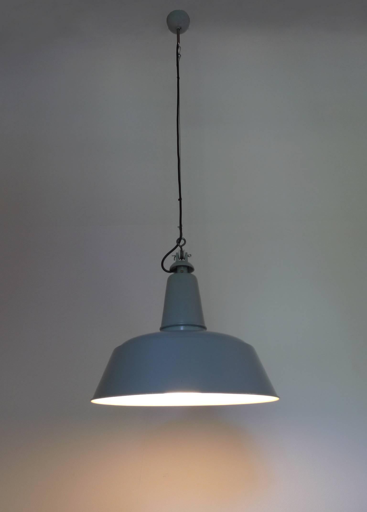 20th Century German Light-Gray Metal Industrial Pendant from the 1950s