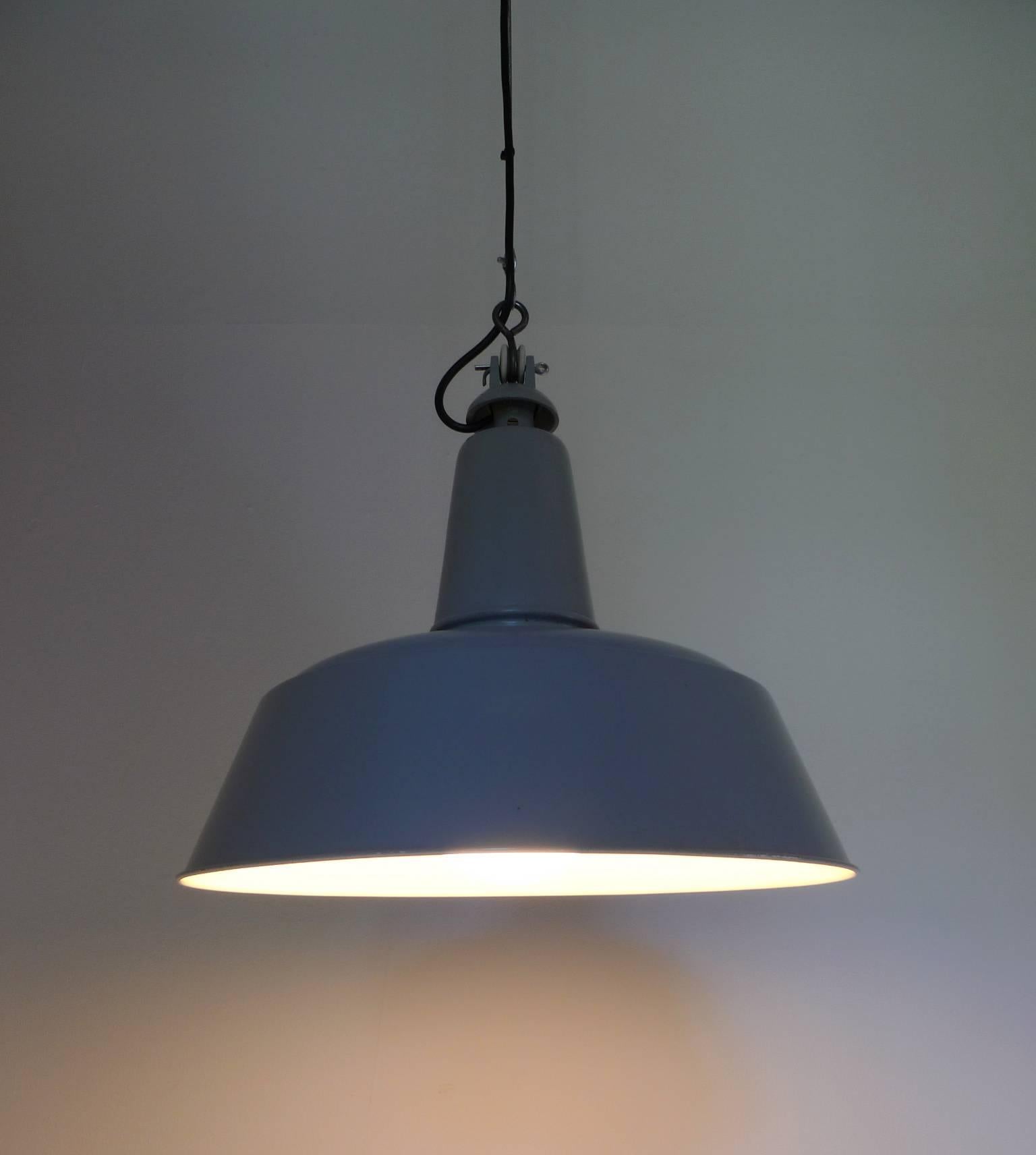 German Light-Gray Metal Industrial Pendant from the 1950s 1