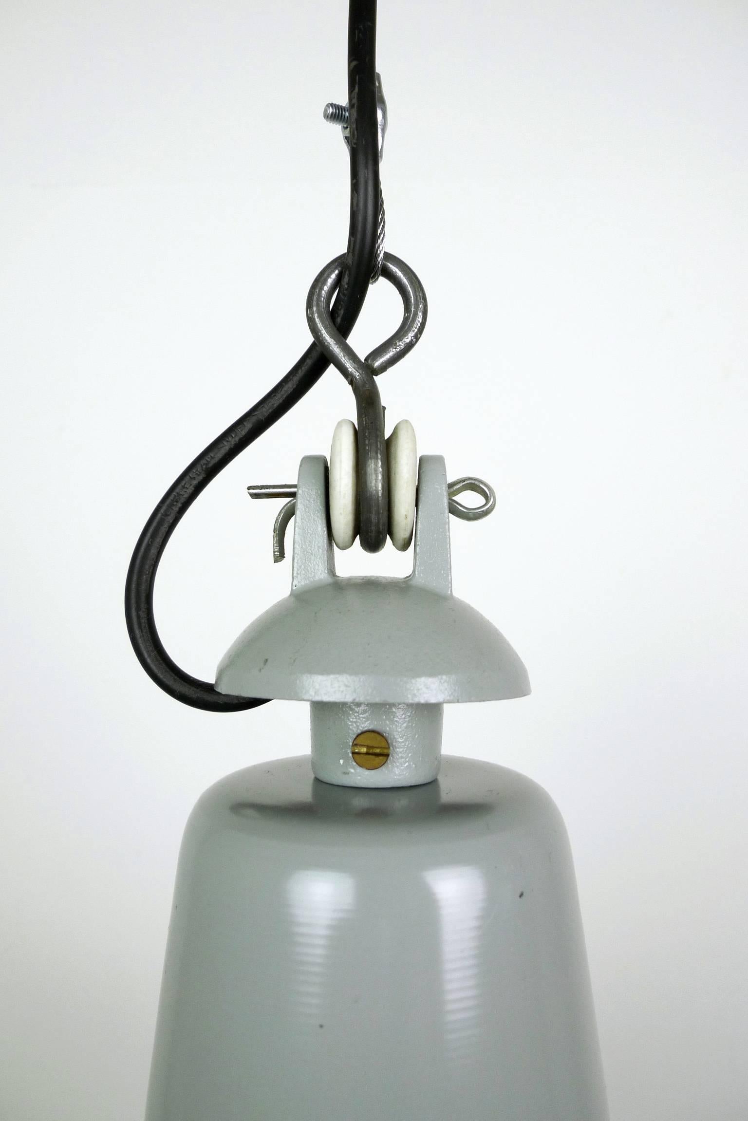 German Light-Gray Metal Industrial Pendant from the 1950s 4