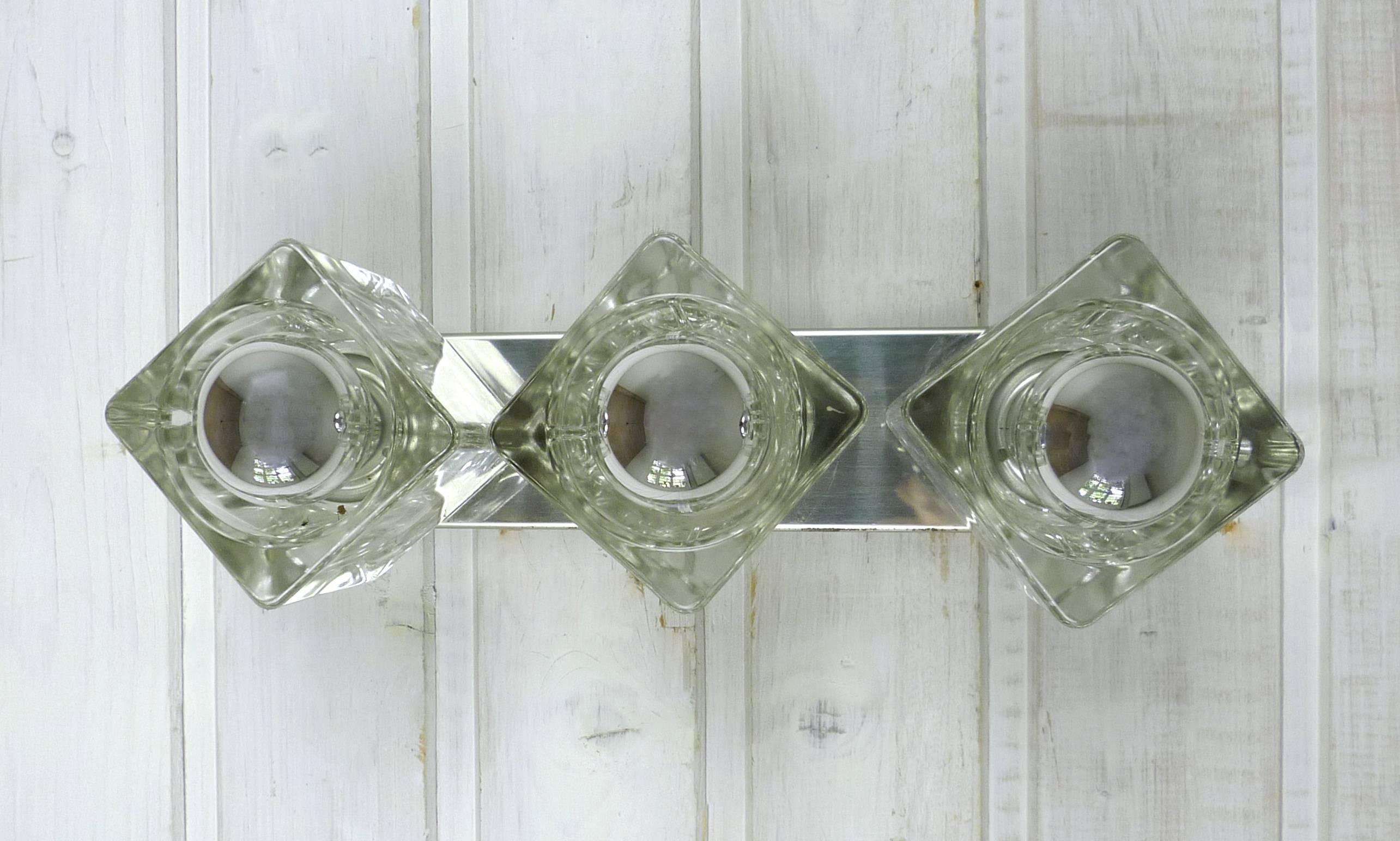 Wall Light with Three Glass Cubes from the 1970s, Germany 1