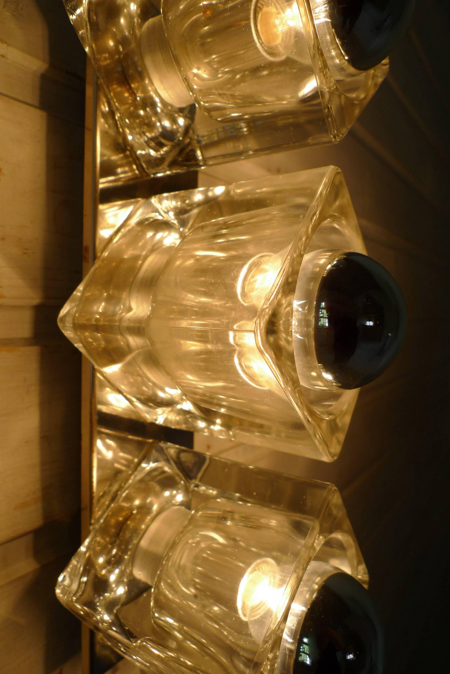 Wall Light with Three Glass Cubes from the 1970s, Germany 4