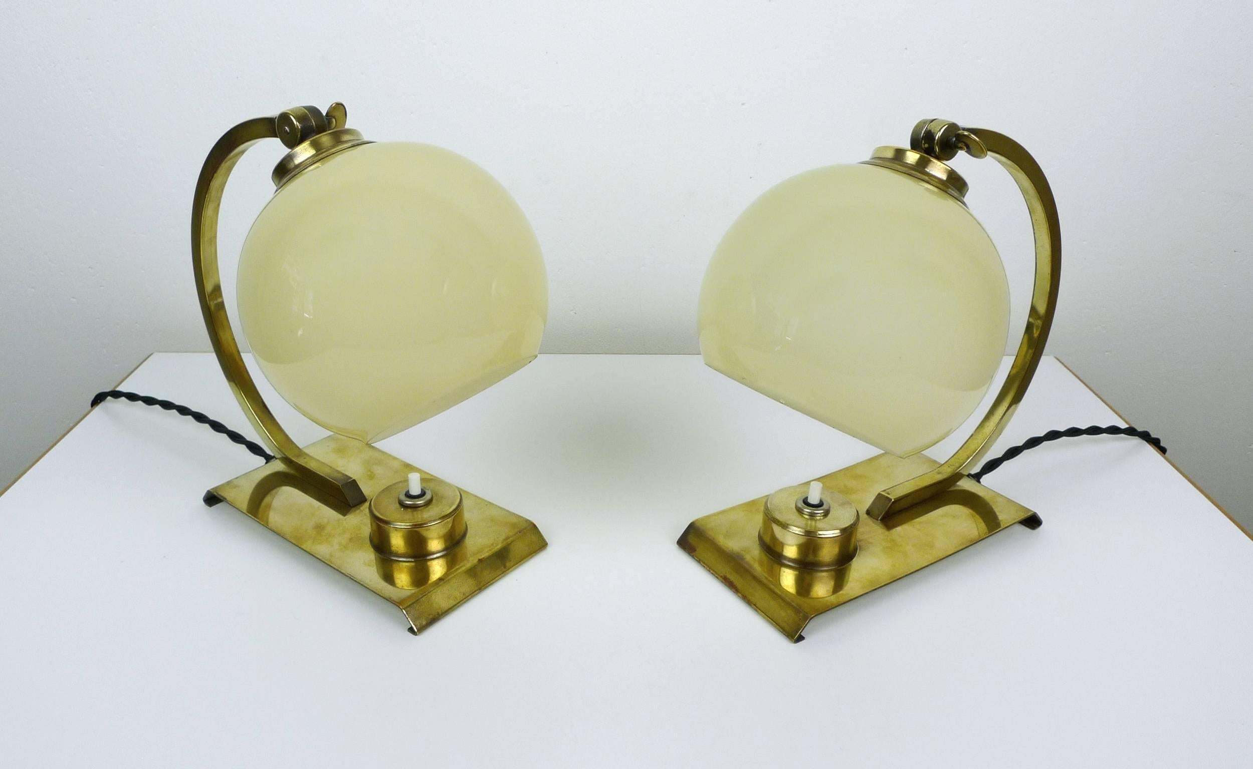 French Pair of Art Deco Table Lamps from France, 1930s