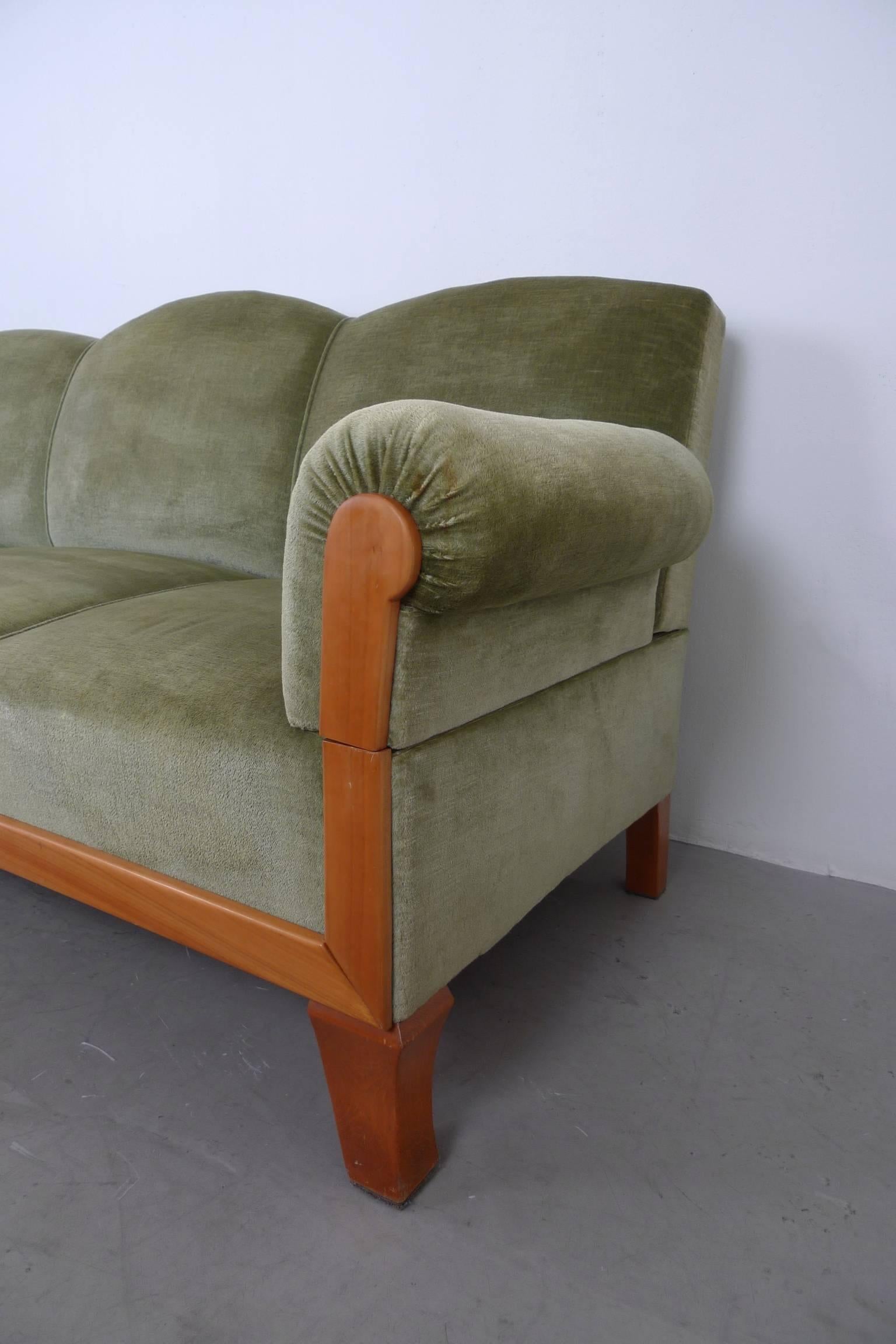 Three-Seat Cherry Framed Sofa from Germany, 1930s In Good Condition In Berlin, DE