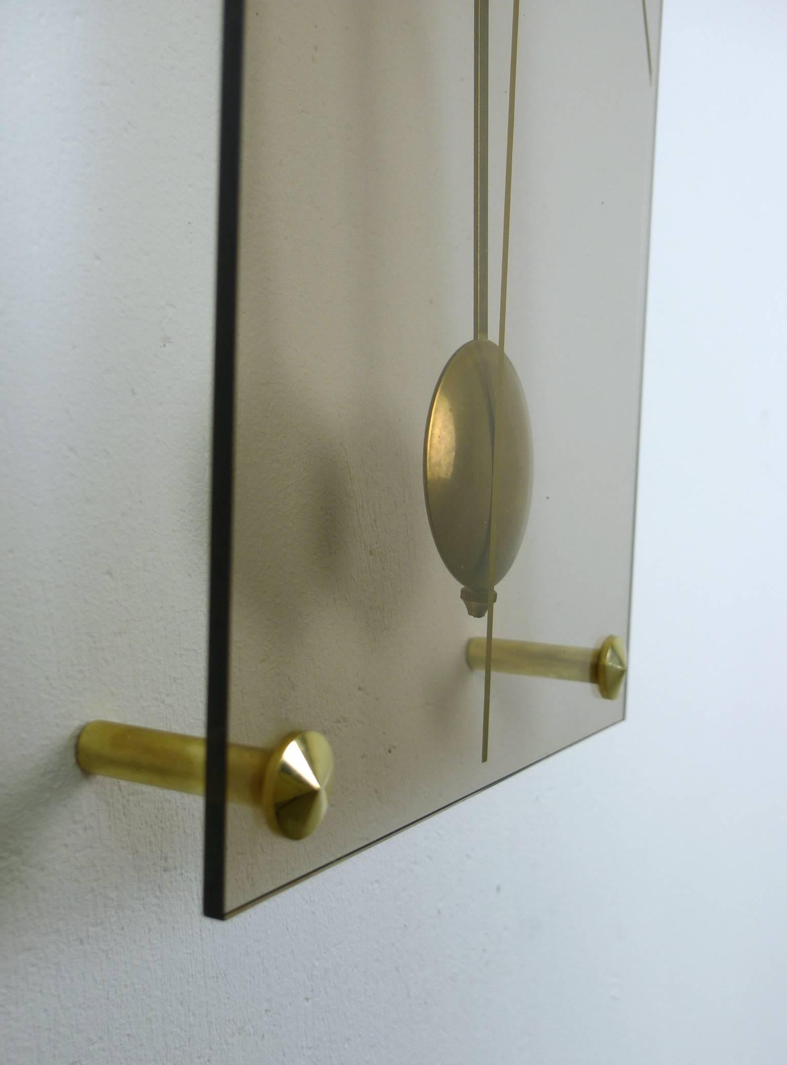 Brass German Plexiglass Wall Clock, 1960s