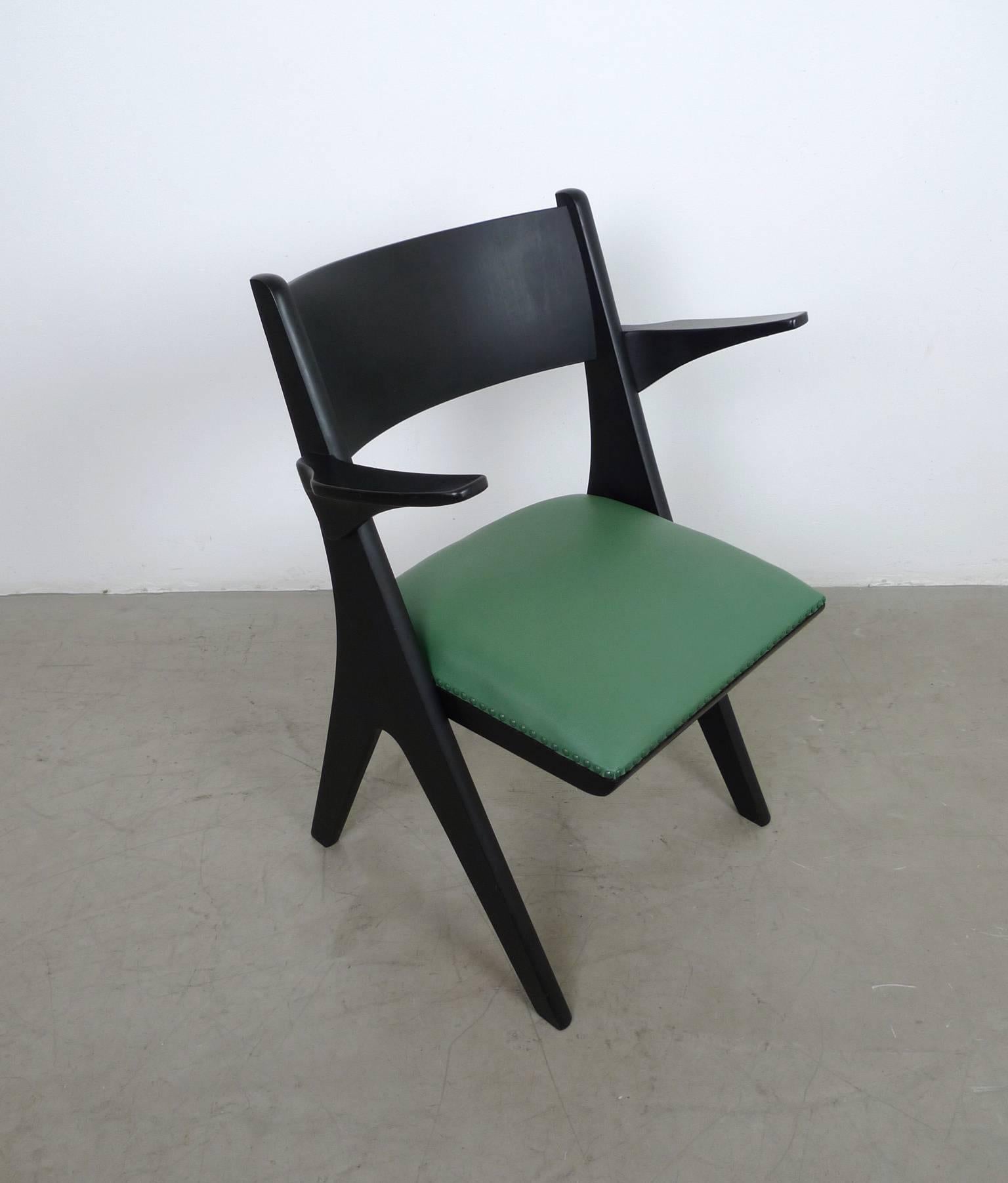 Mid-Century Modern Green Model Penguin Armchair by Carl Sasse for Casala, Germany, 1950s For Sale