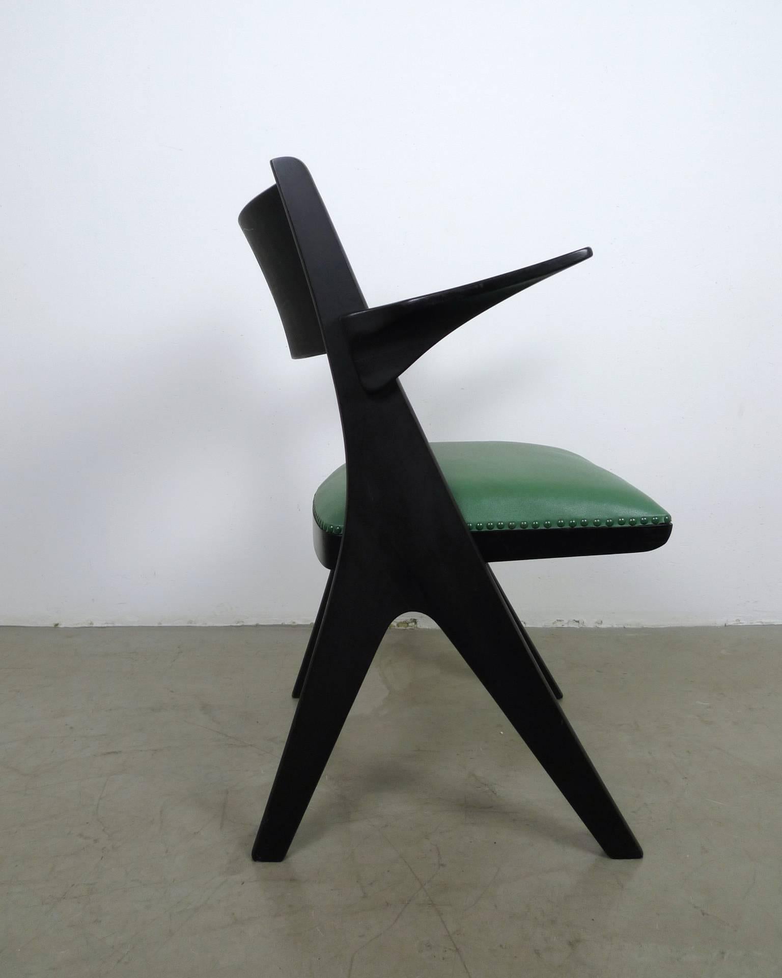 Stained Green Model Penguin Armchair by Carl Sasse for Casala, Germany, 1950s For Sale