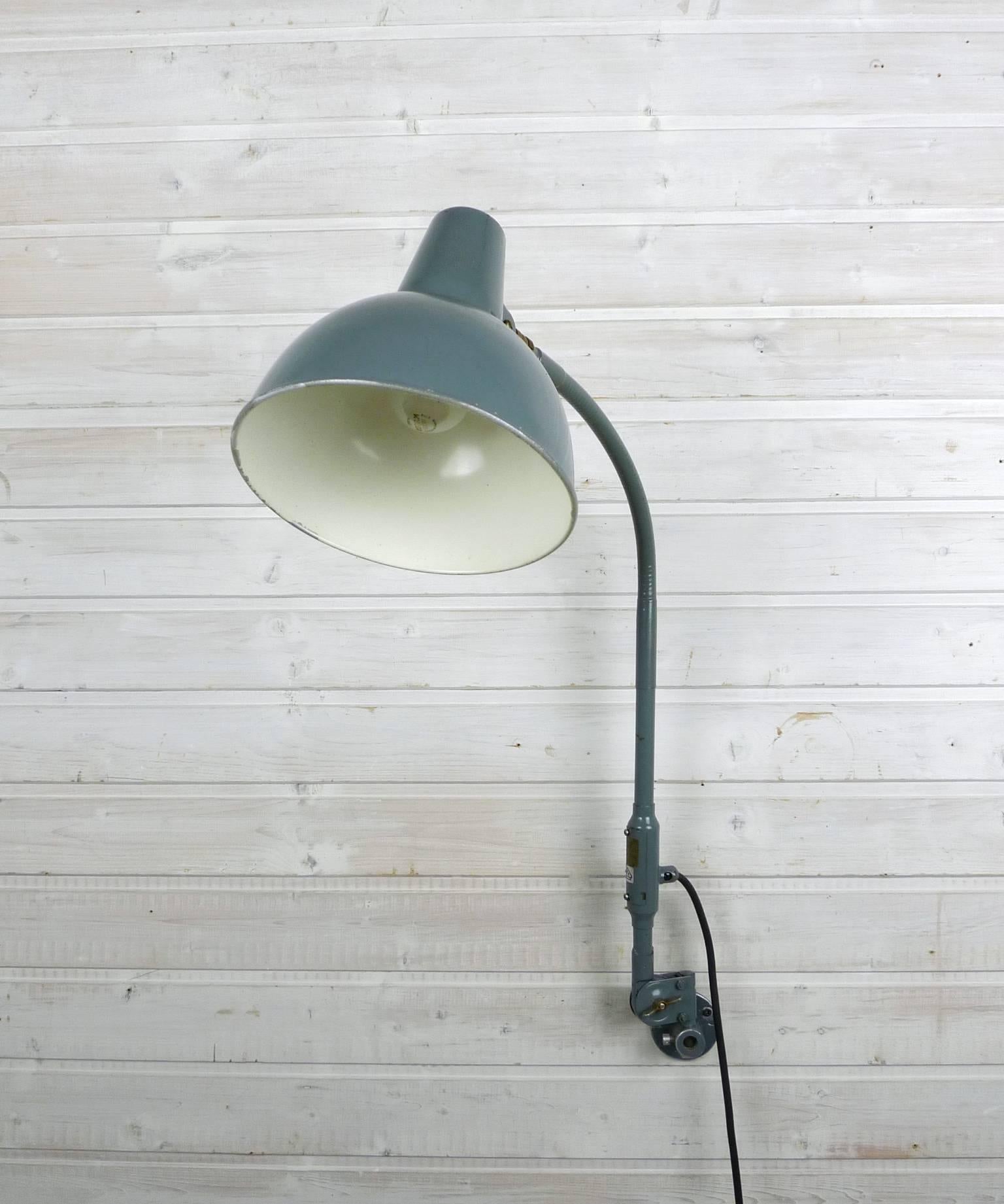 Industrial Gray Workshop Light from SIS, GDR, 1950s