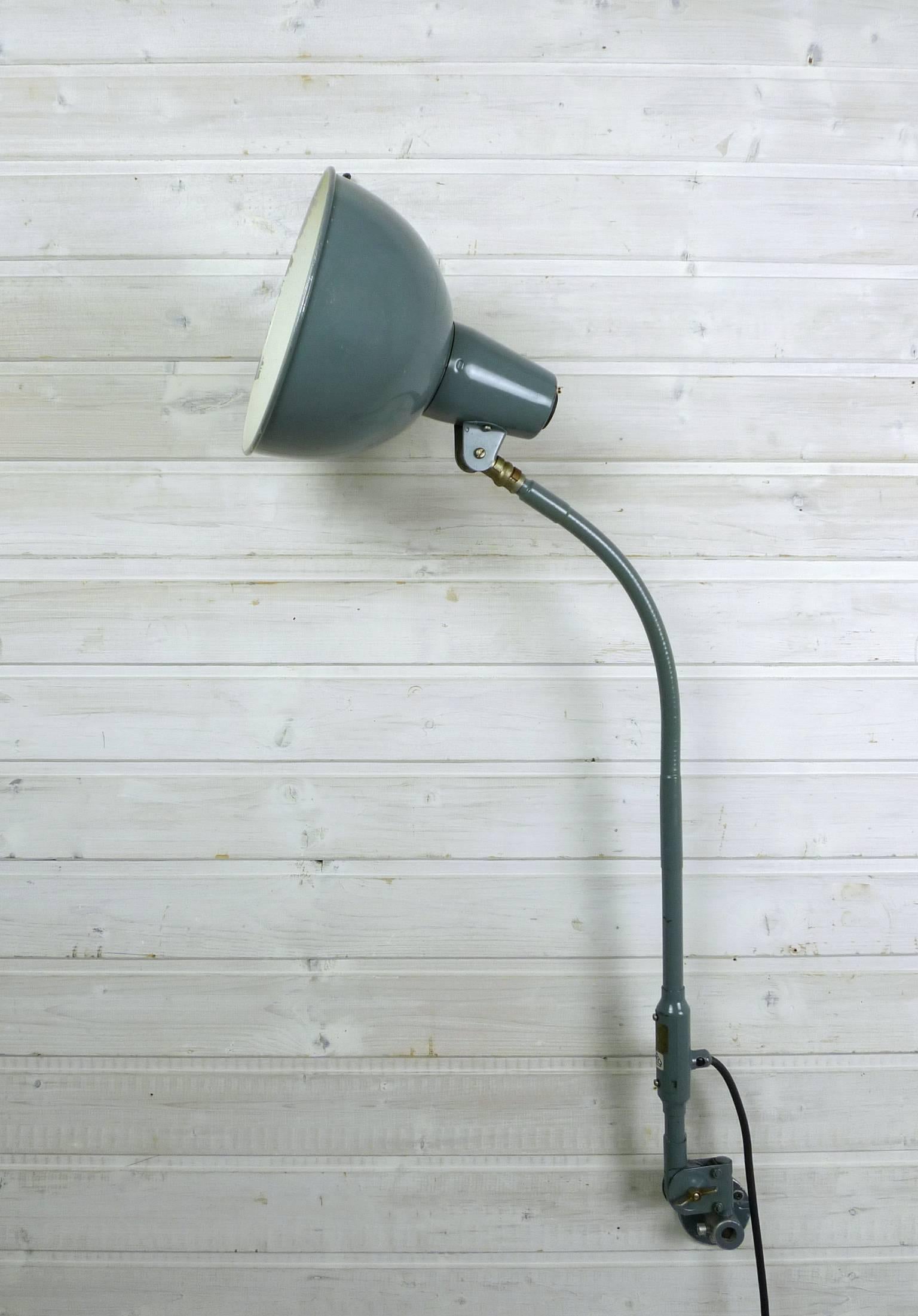 Lacquered Gray Workshop Light from SIS, GDR, 1950s