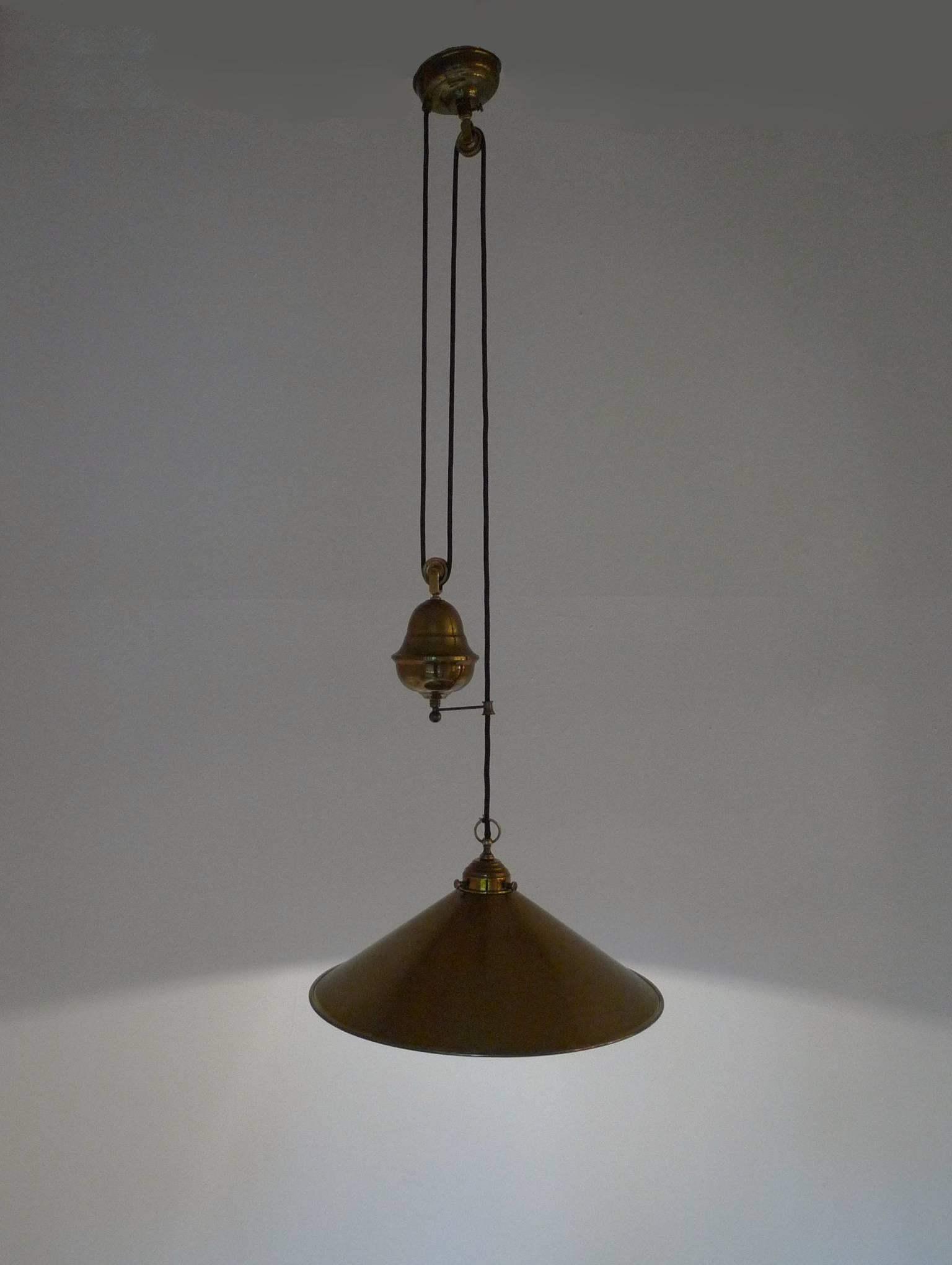 20th Century German Brass Pulley Pendant from the 1950s