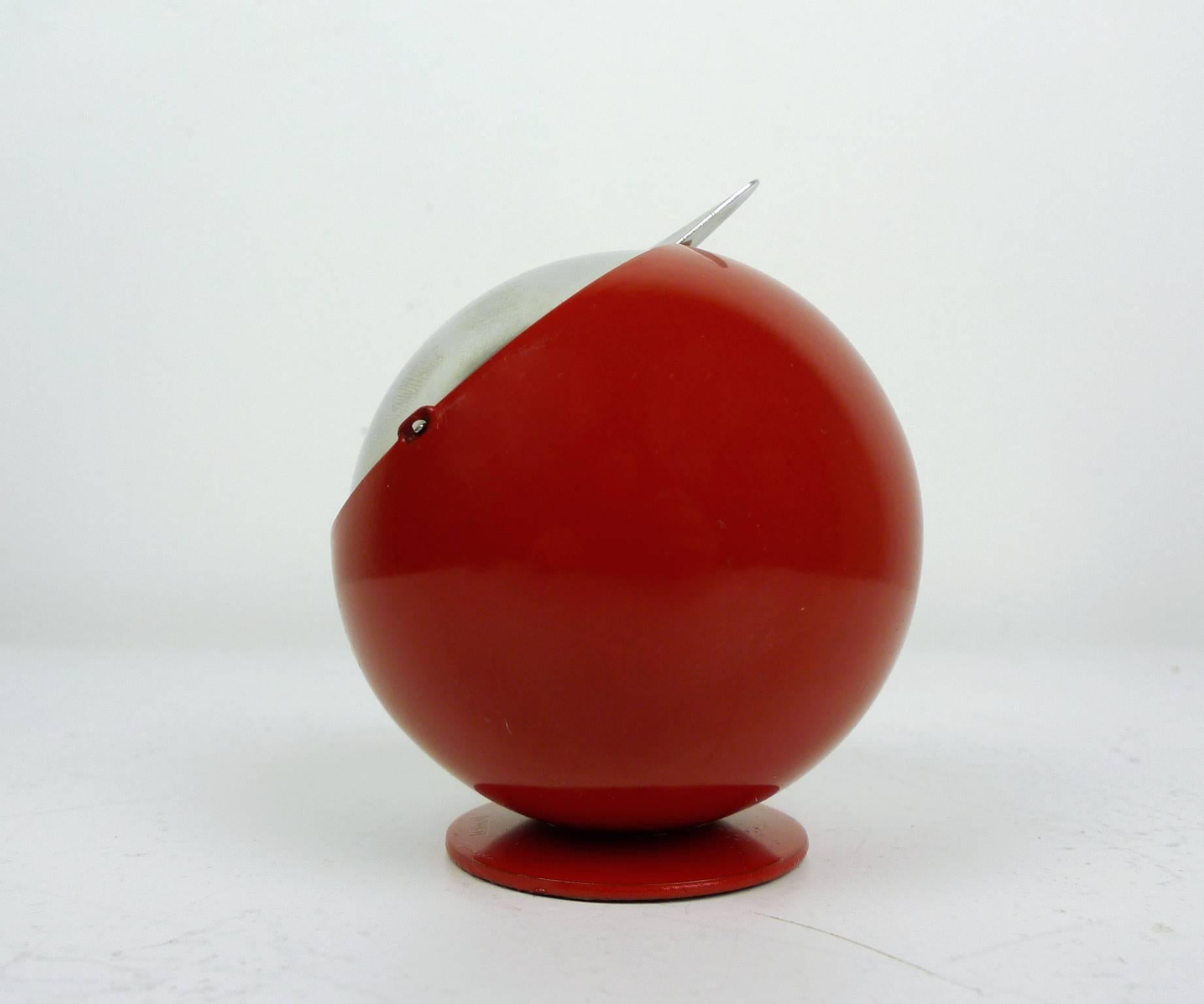 Space Age Small Red Smokny Spherical Ashtray from F.W. Quist, Germany, 1970s