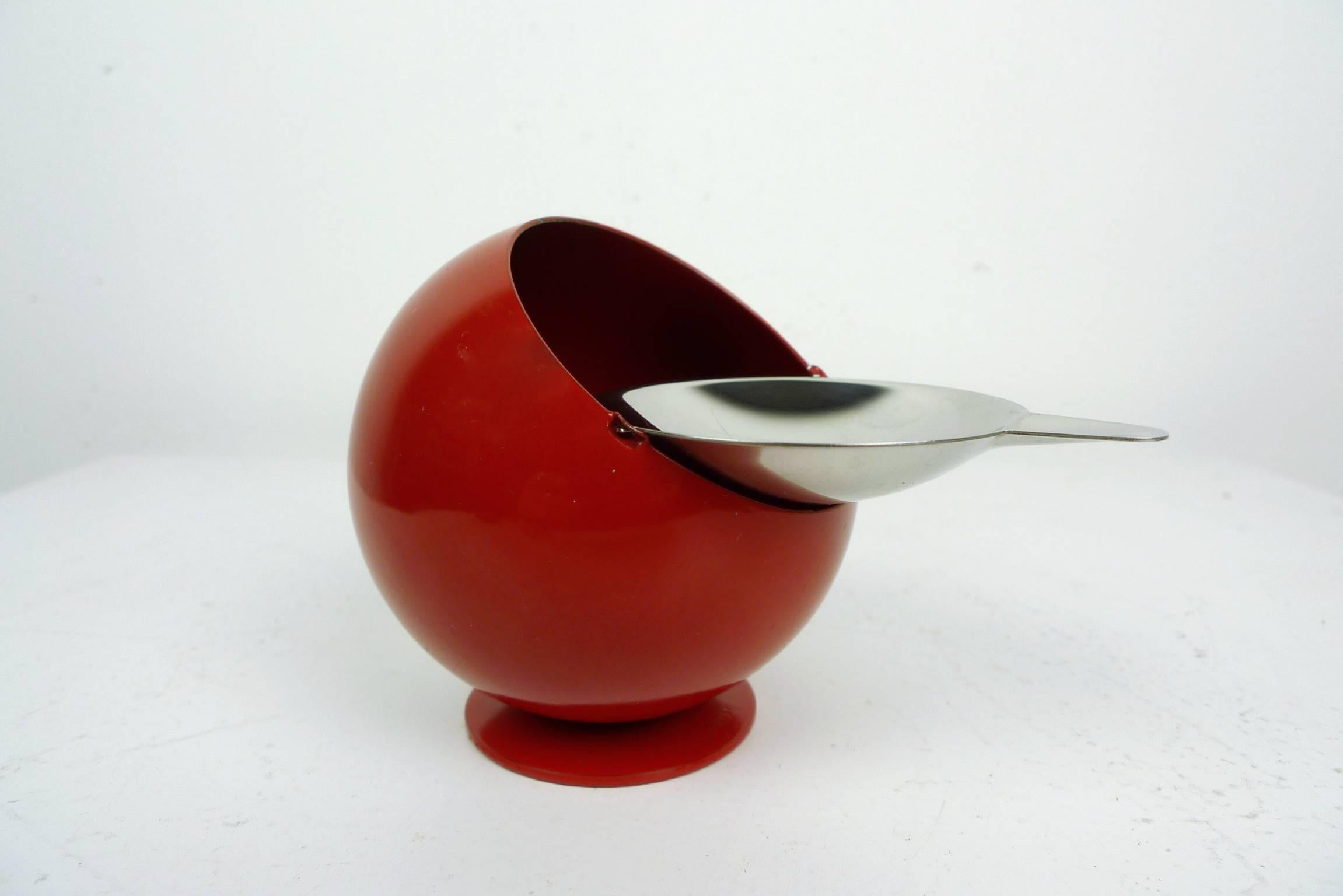 20th Century Small Red Smokny Spherical Ashtray from F.W. Quist, Germany, 1970s