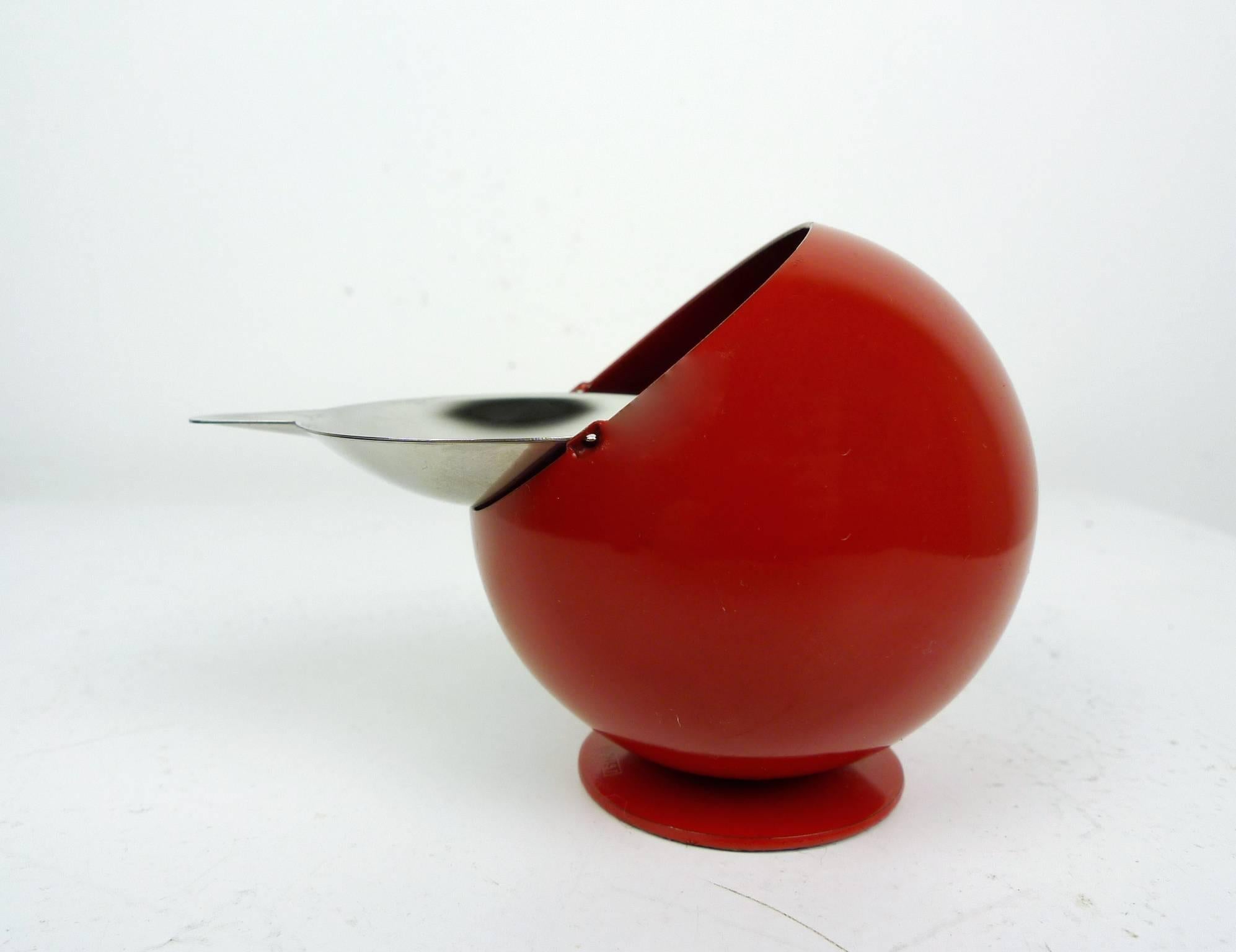 Small Red Smokny Spherical Ashtray from F.W. Quist, Germany, 1970s 1