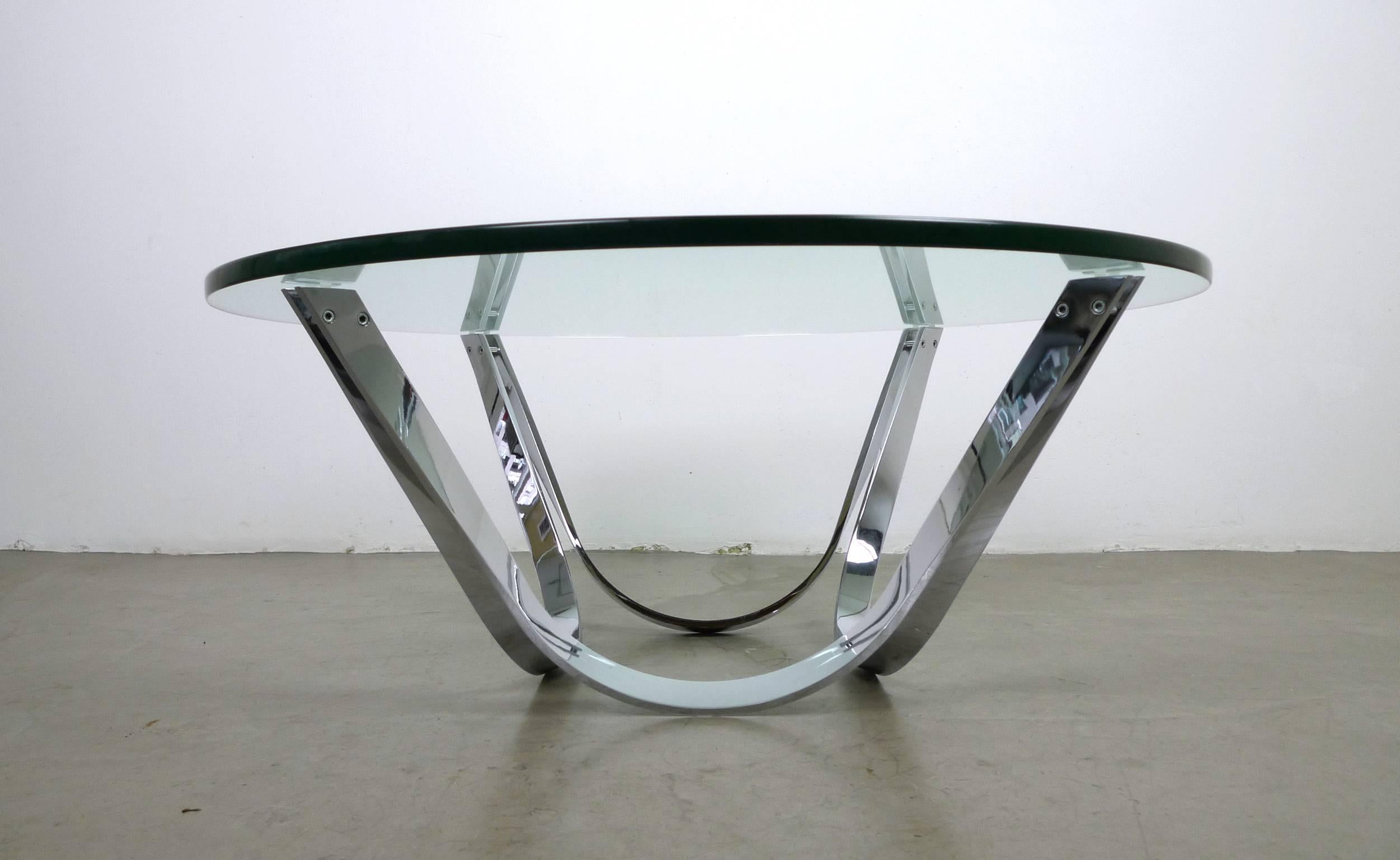 Steel Glass Coffee Table by Tri-Mark, USA, 1970s