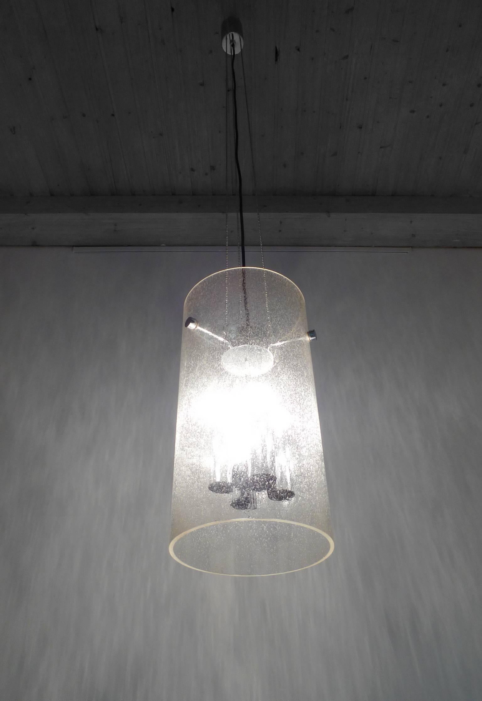 1970s Glass Ceiling Lamp from Glashütte Limburg, Germany In Good Condition For Sale In Berlin, DE