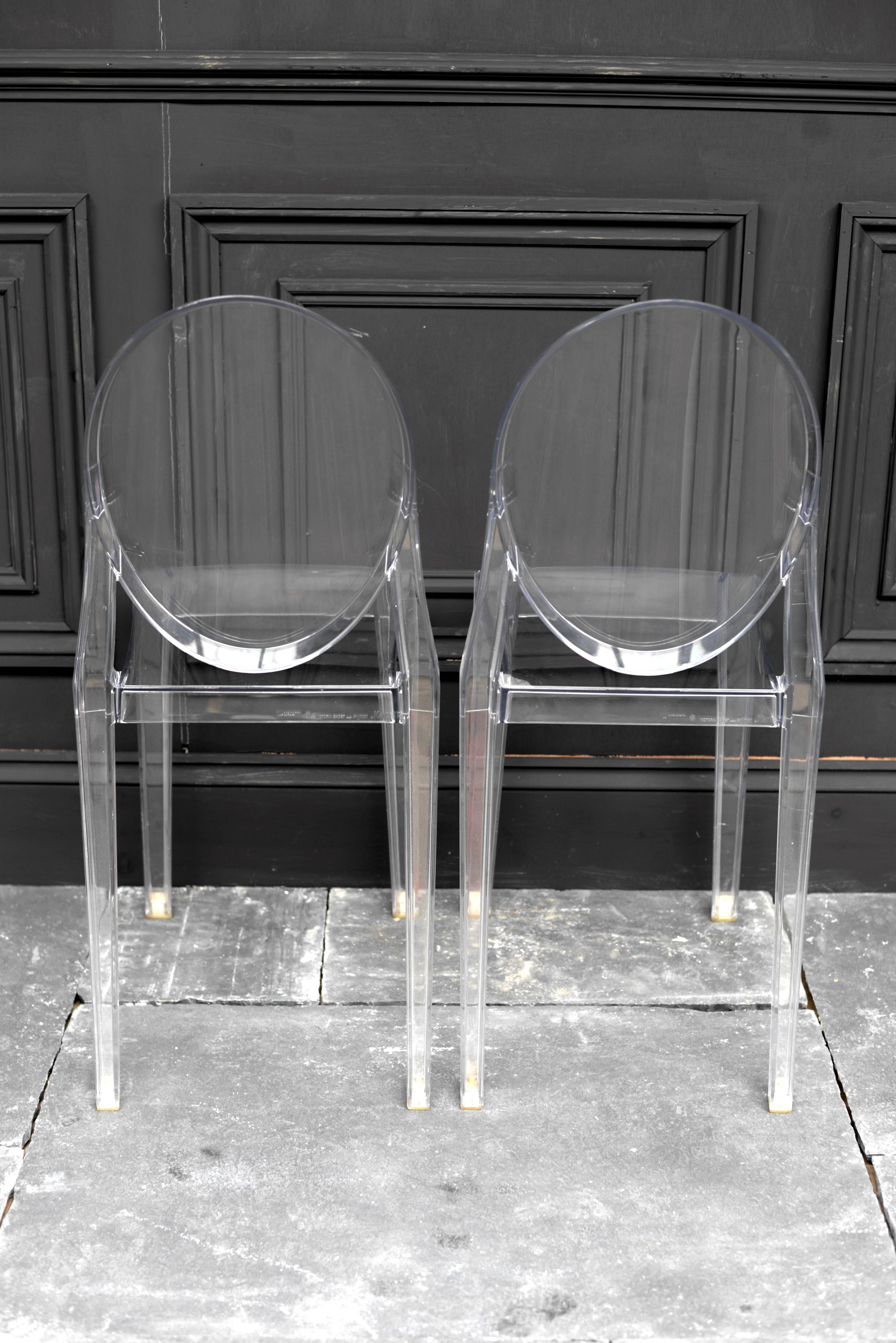 Contemporary Set of Four Crystal Philippe Starck Victoria Ghost Chairs For Sale